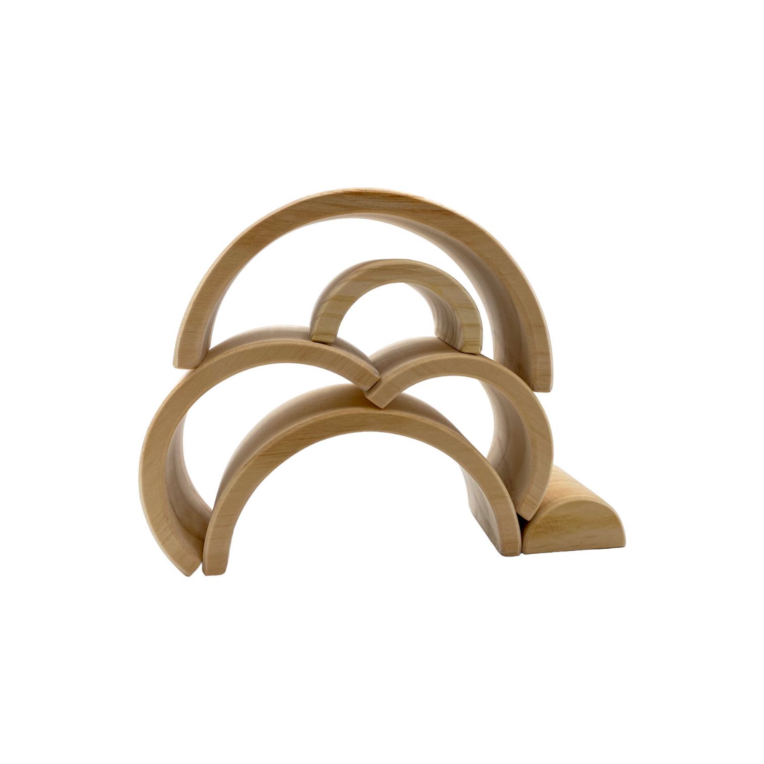 6 Pcs Small Rainbow Stacking Blocks In Natural Color