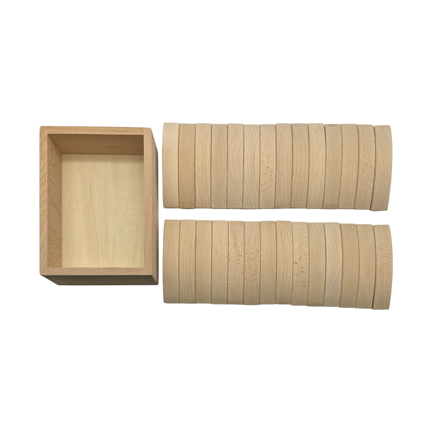28 Pcs Mini Curved Natural Wooden Building Blocks With Storage Tray