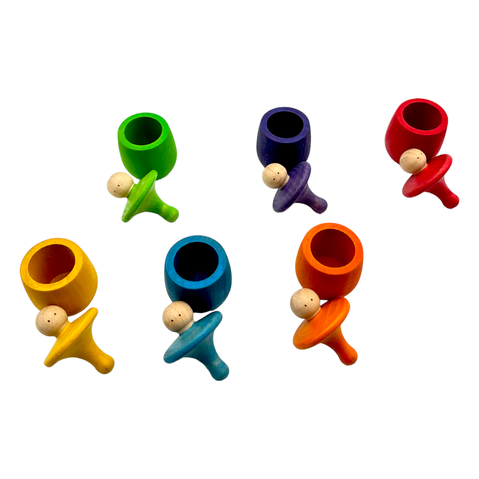 A Set Of 6 Stained Little Thing Wooden Treasure Box In Stained Primary Rainbow Colors