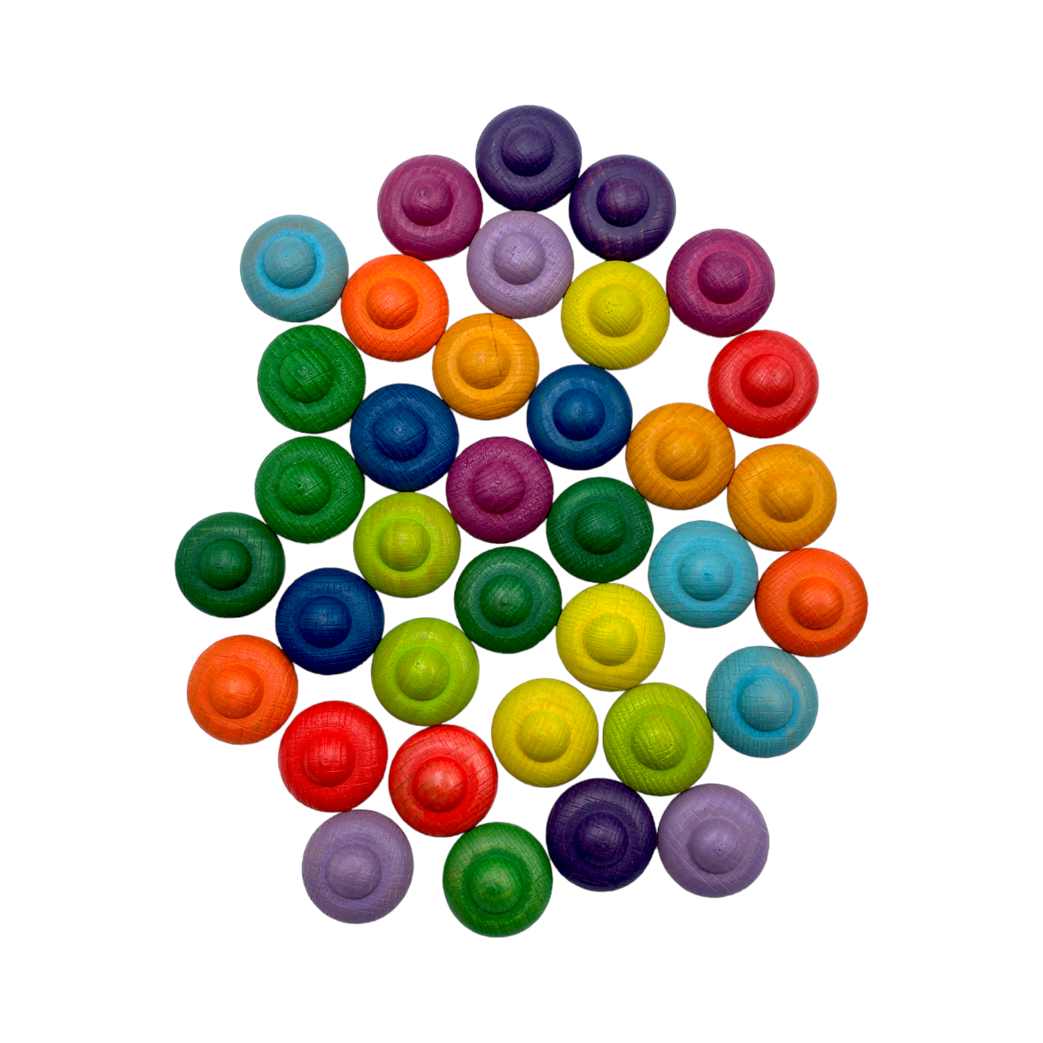 36 Pieces Colored Wooden Mandala Rainbow Loose Parts