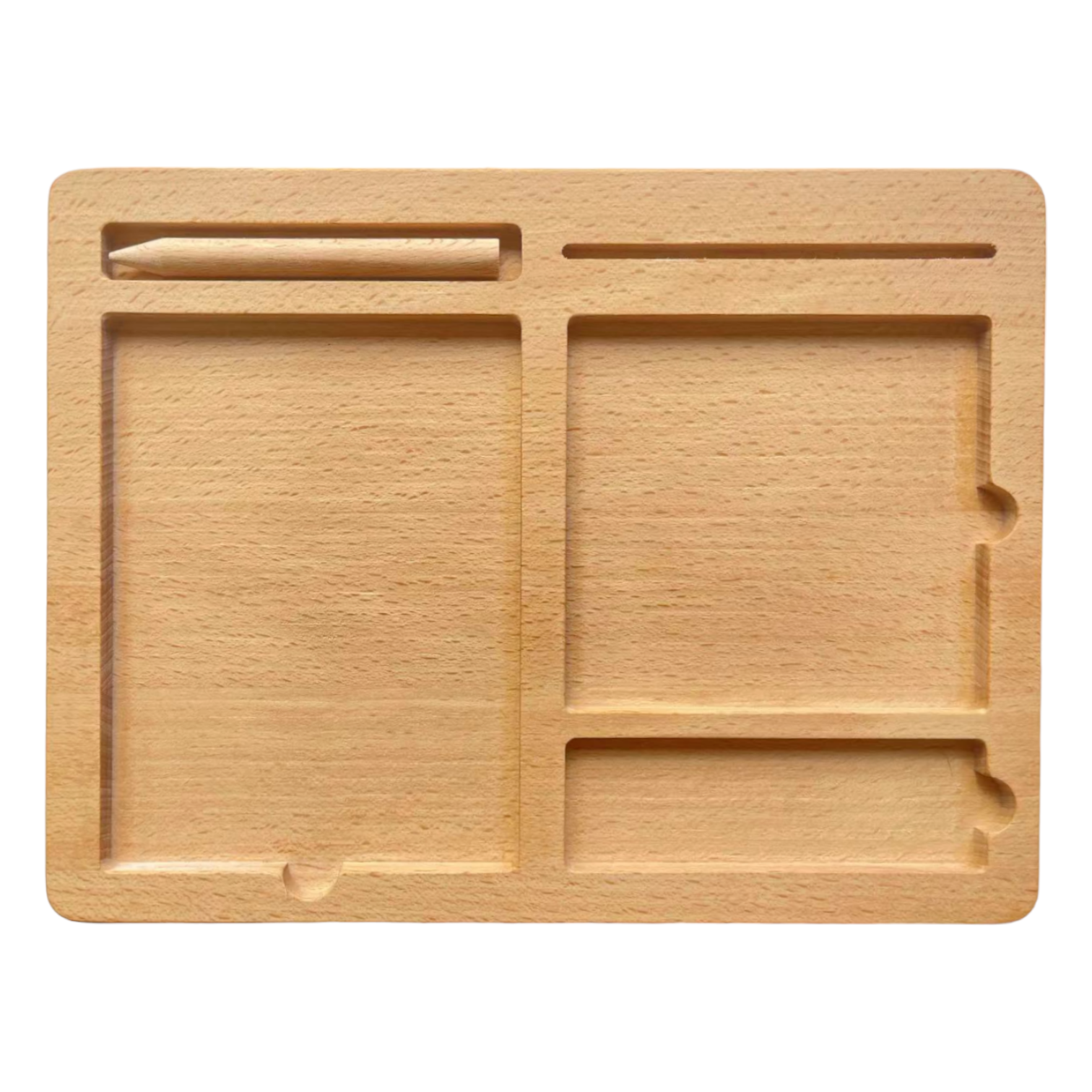 Wooden 3-part Educational Activity/sand Tray With Card Slot And Pen