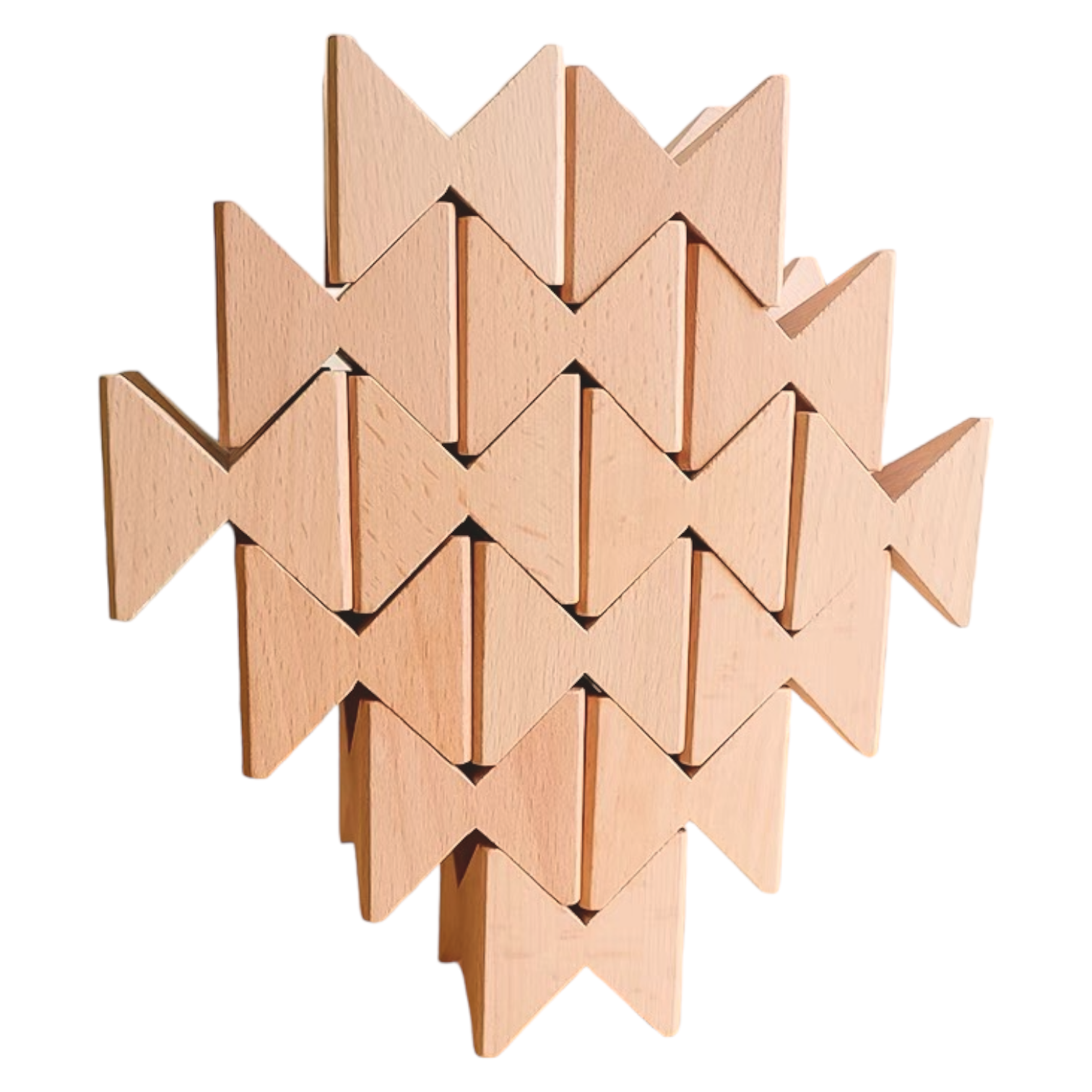 16 Pcs Natural Wooden Construction Puzzle Toy With Storage Tray