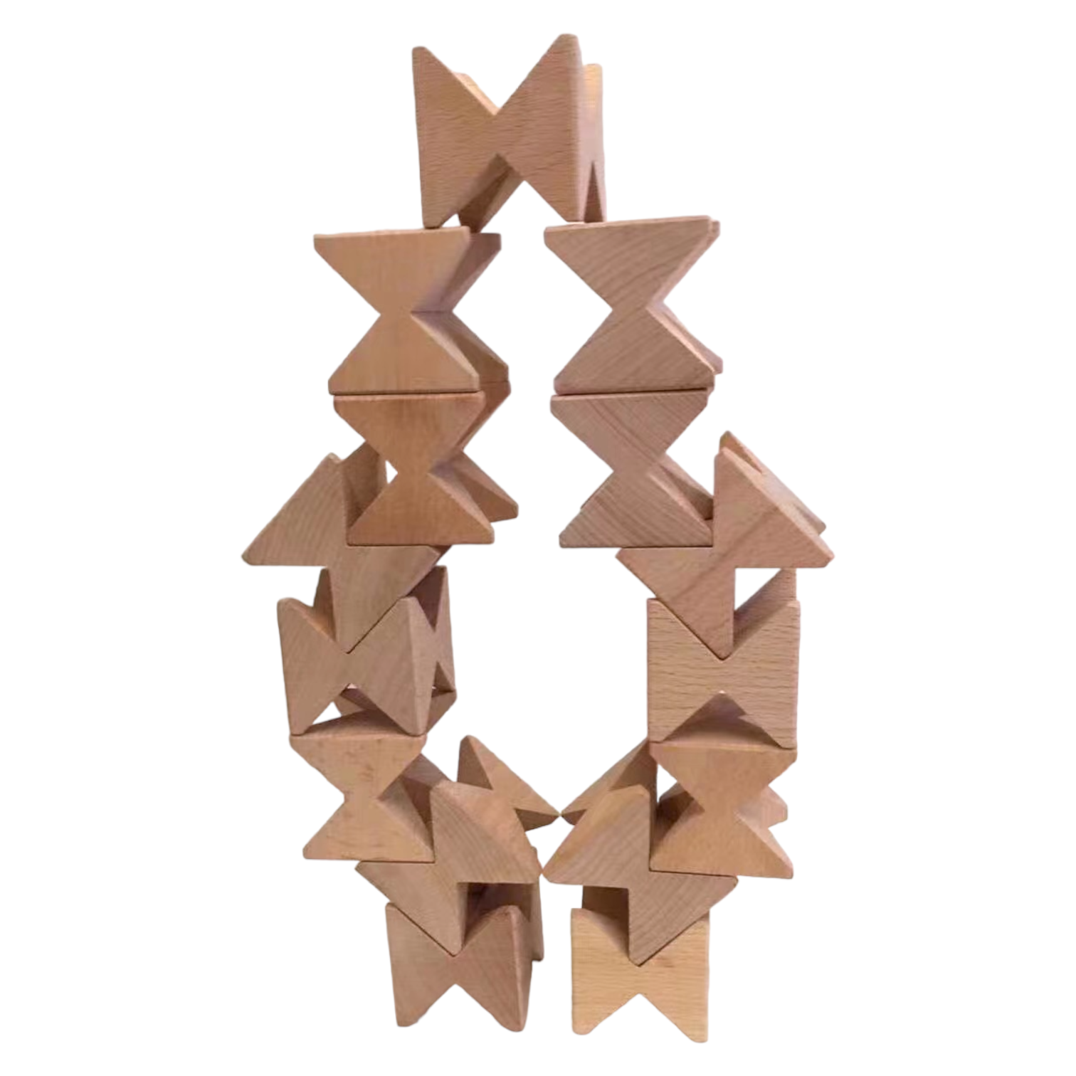 16 Pcs Natural Wooden Construction Puzzle Toy With Storage Tray