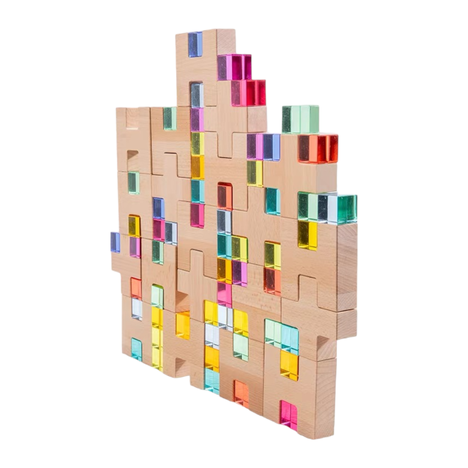 20 Pcs Wooden H And + Shape Blocks Set With Storage Tray