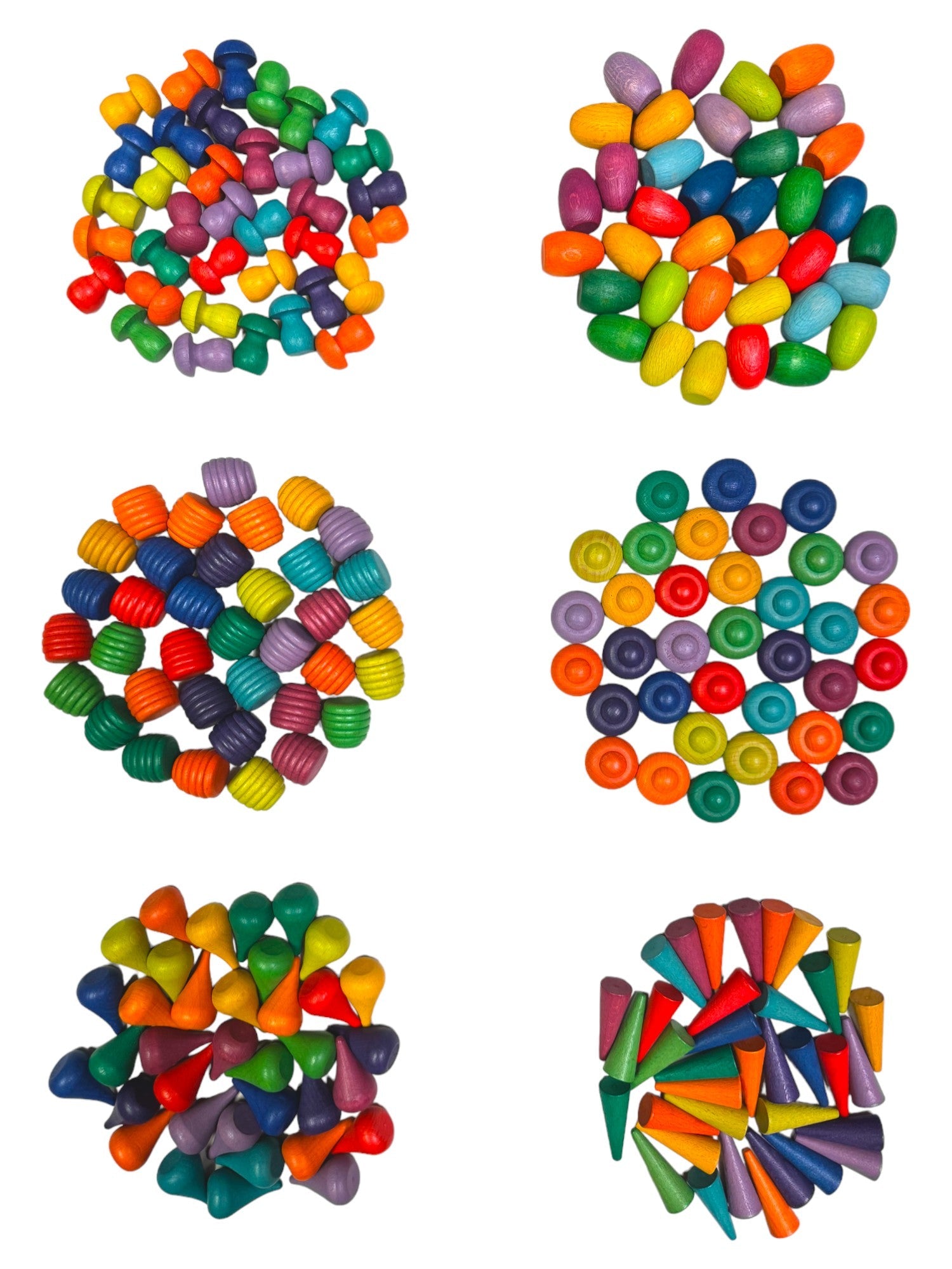 36 Pieces Colored Wooden Mandala Rainbow Loose Parts