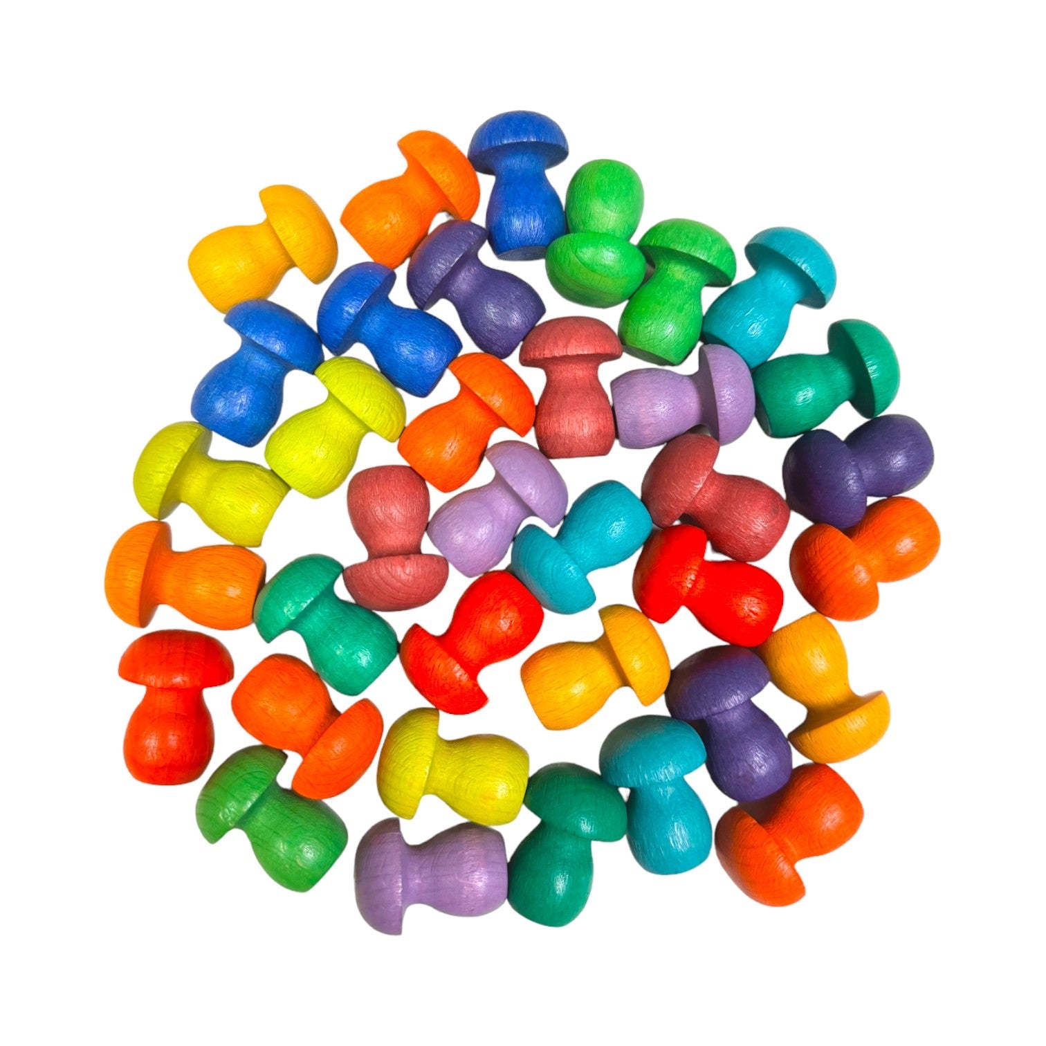 36 Pieces Colored Wooden Mandala Rainbow Loose Parts