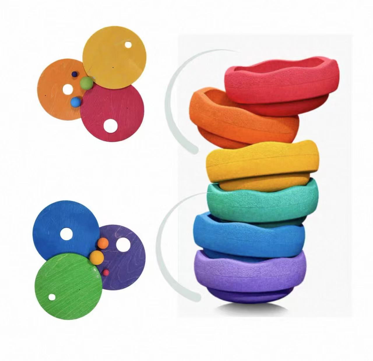 6-piece Rolling Discs Set For Stepping Stones – Includes 6 Wooden Balls In Varying Sizes