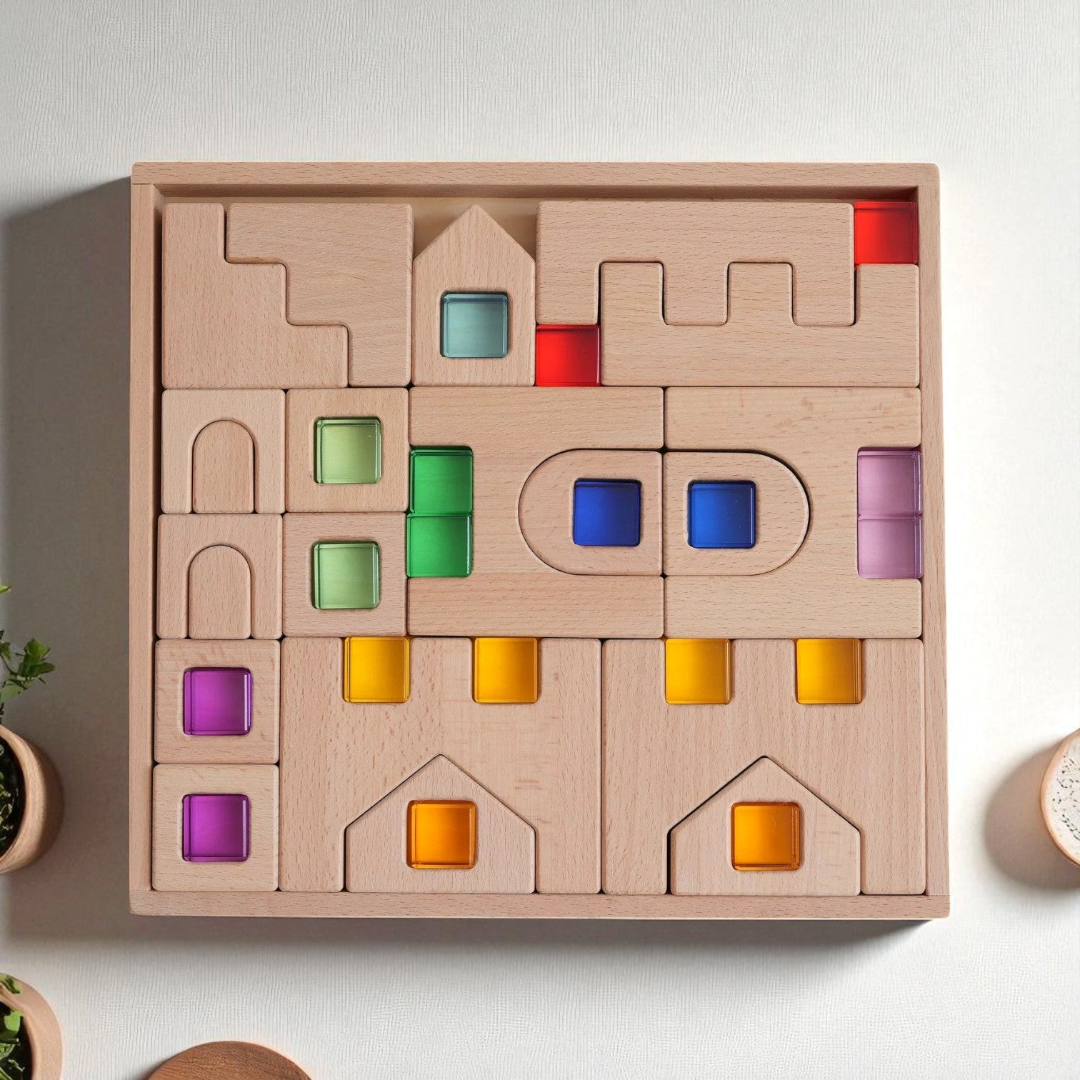 26 Pcs Fairy Tale Town Blocks Set With Storage Tray