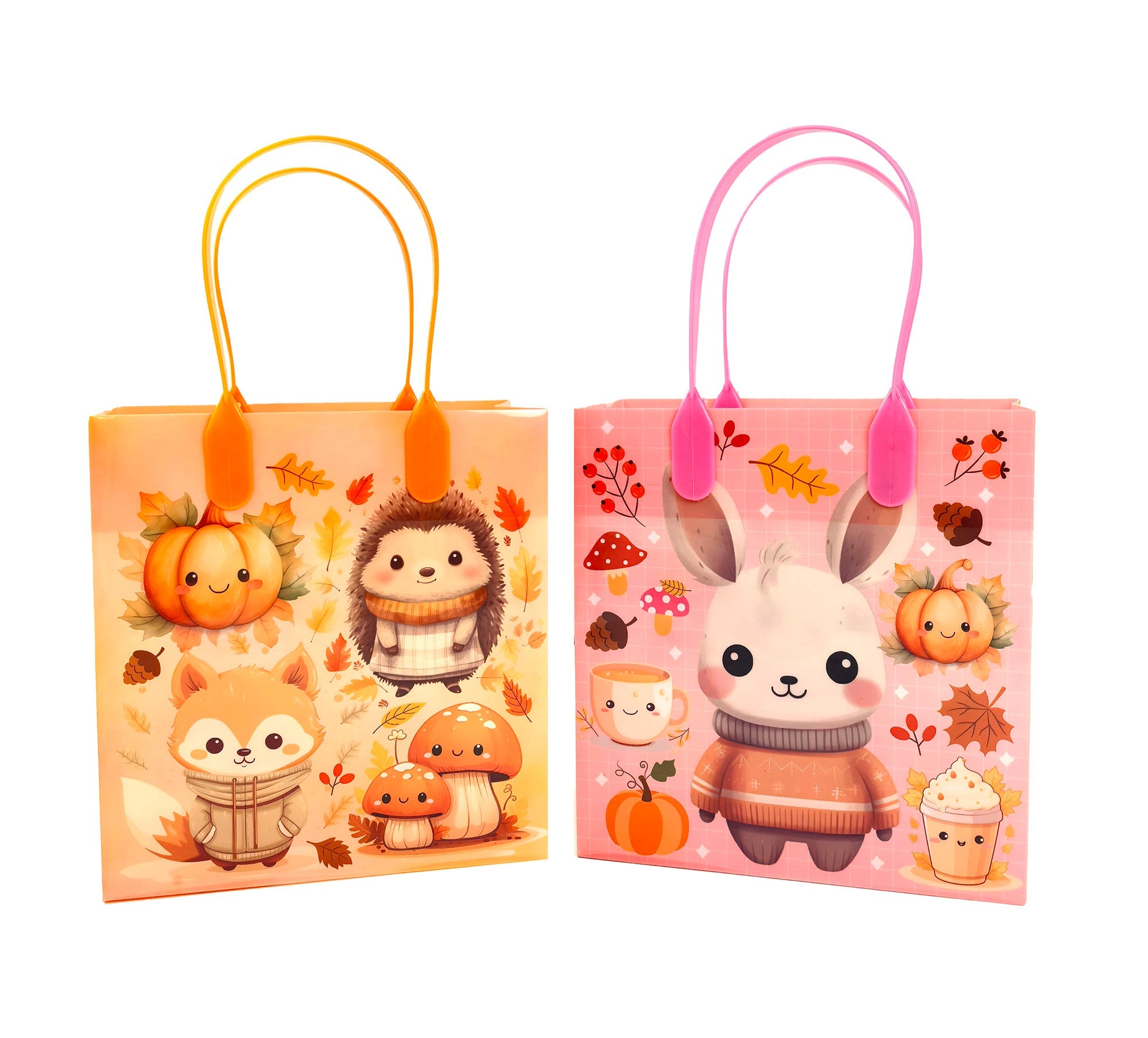 Autumn Cozy Animal Party Favor Treat Bags - Set Of 6 Or 12