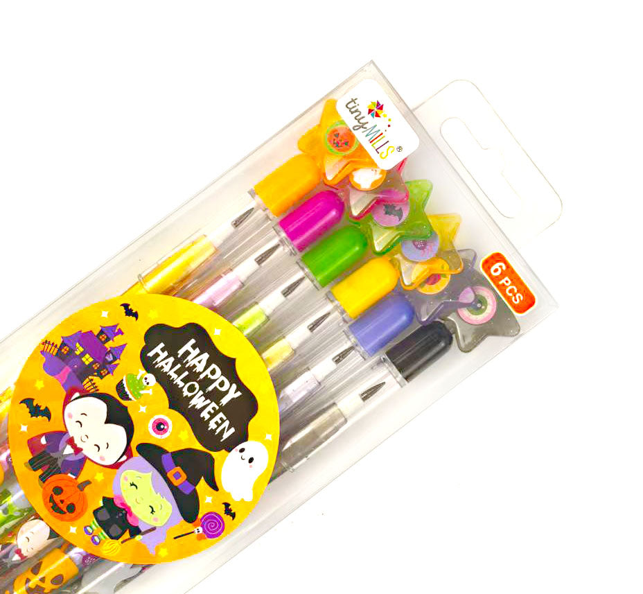 New Spooky Halloween Stackable Multi Point Pencils - Set Of 6