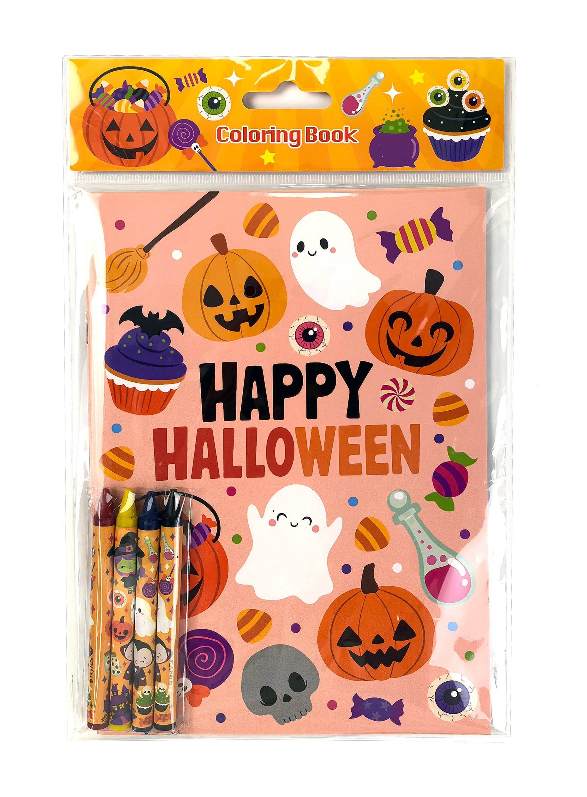New Spooky Halloween Coloring Books With Crayons Party Favors - Set Of 6 Or 12