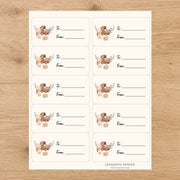 Welcome Baby Bear Gift Tag Sticker Sheet