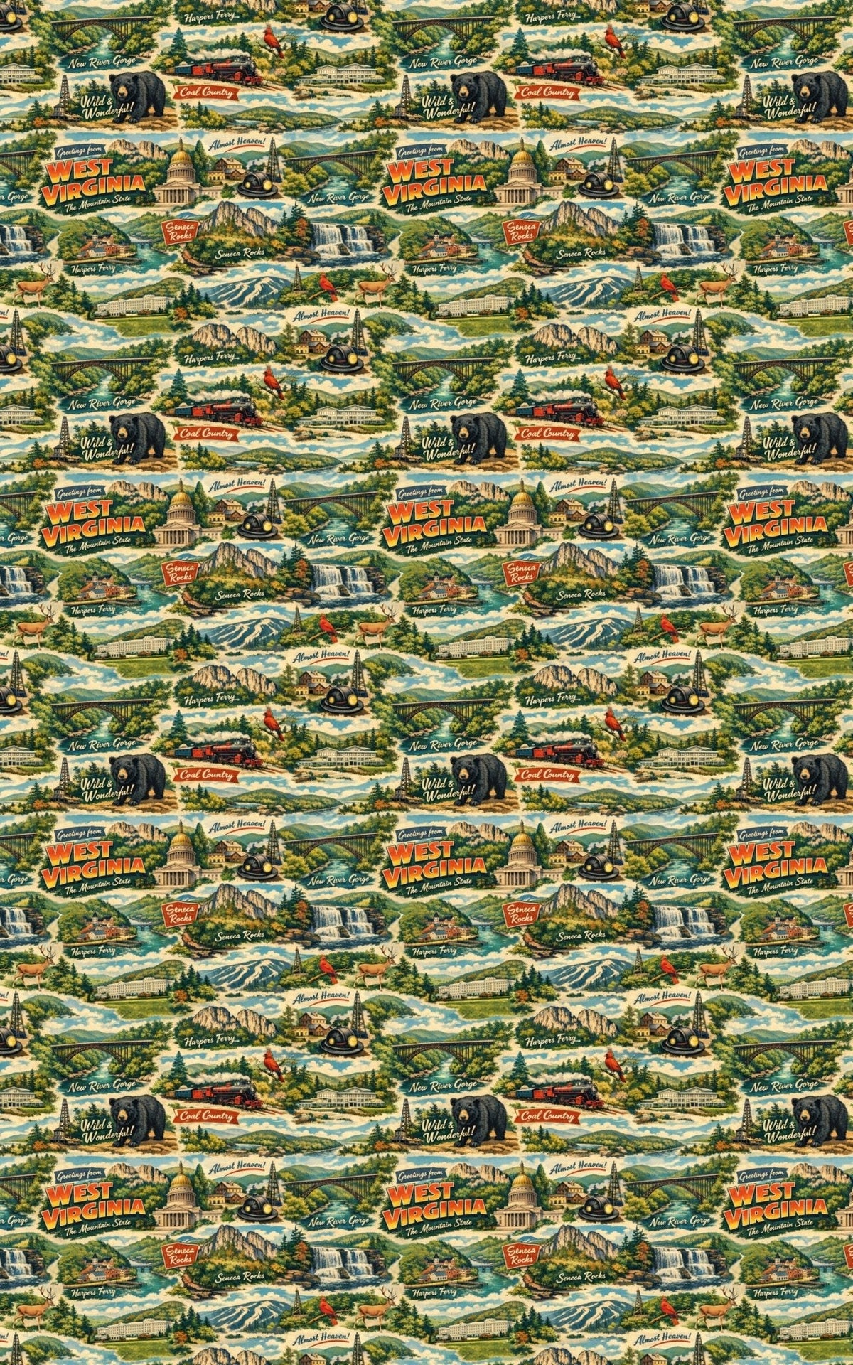 West Virginia Postcard Memories Wrapping Paper