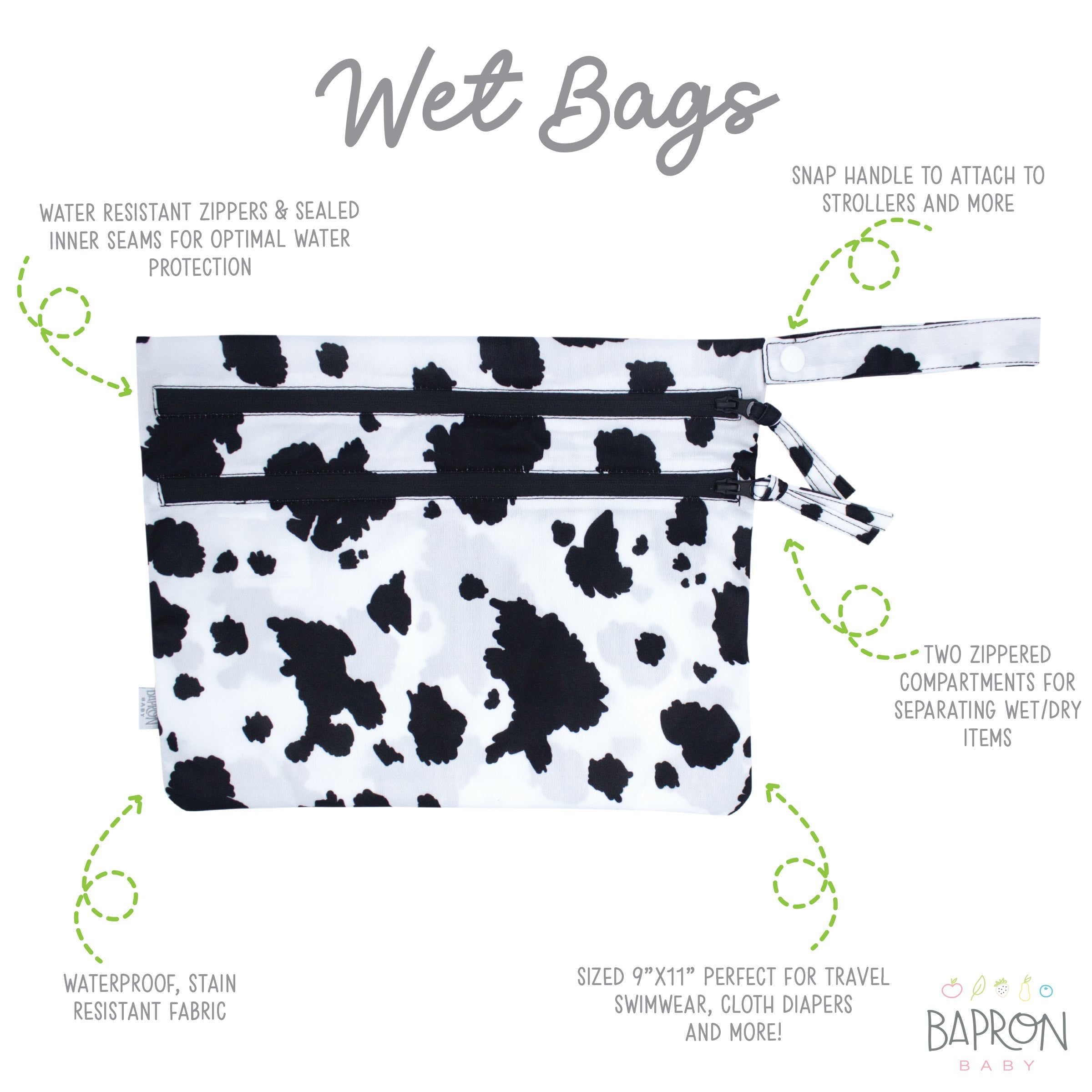 Cowhide - Waterproof Wet Bag (for Mealtime, On-the-go, And More!)