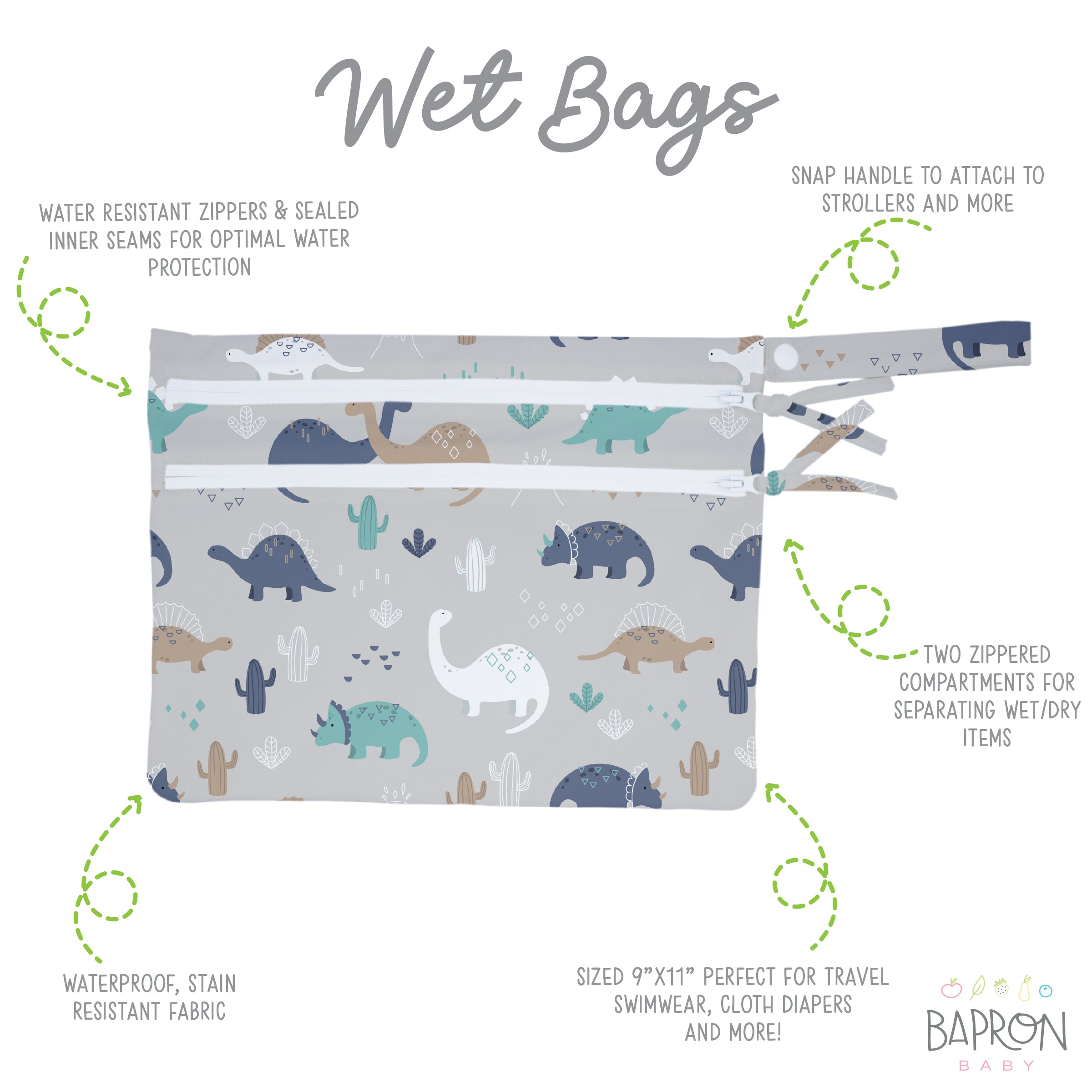 Desert Dinos - Waterproof Wet Bag (for Mealtime, On-the-go, And More!)