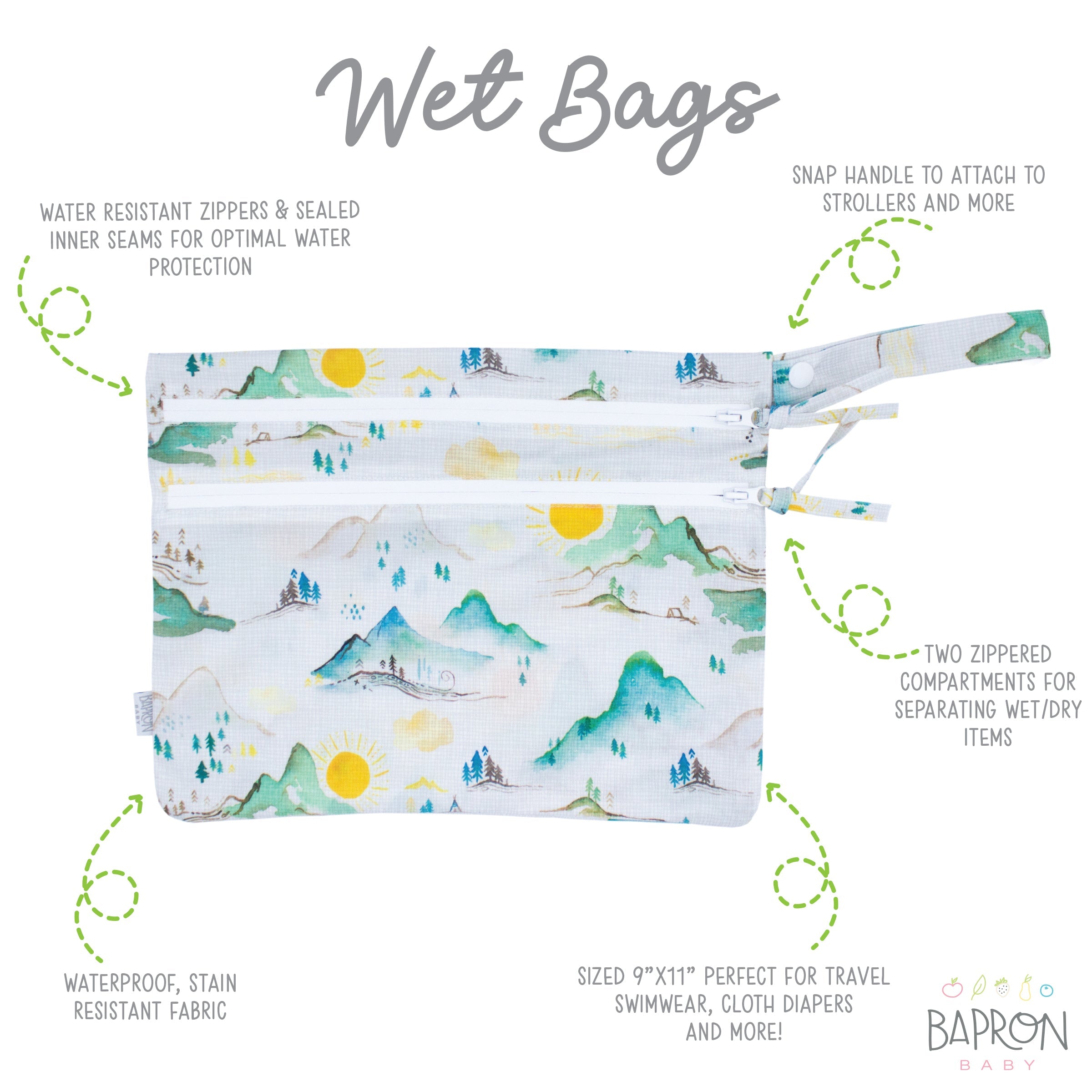 Mountain Mist - Waterproof Wet Bag (for Mealtime, On-the-go, And More!)