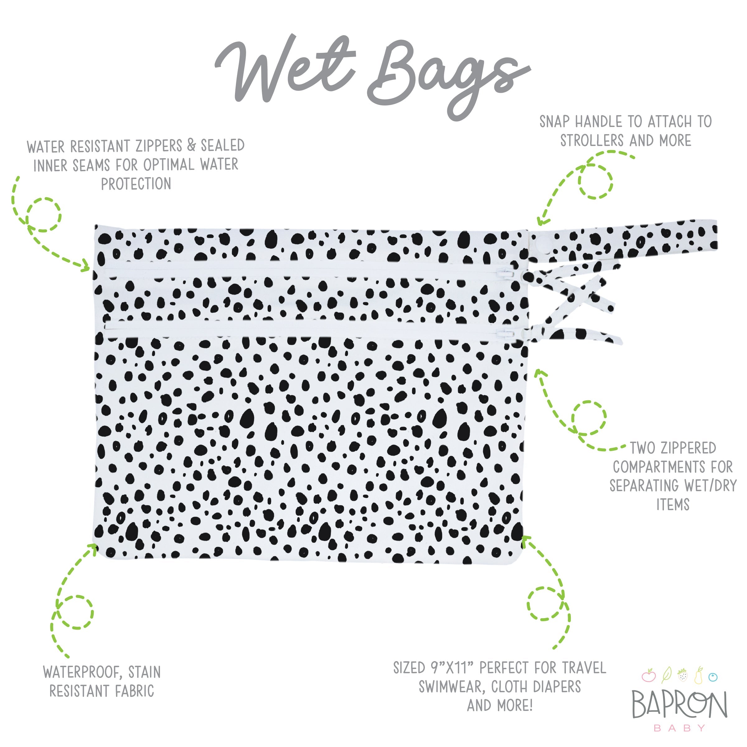 Organic Dot - Waterproof Wet Bag (for Mealtime, On-the-go, And More!)