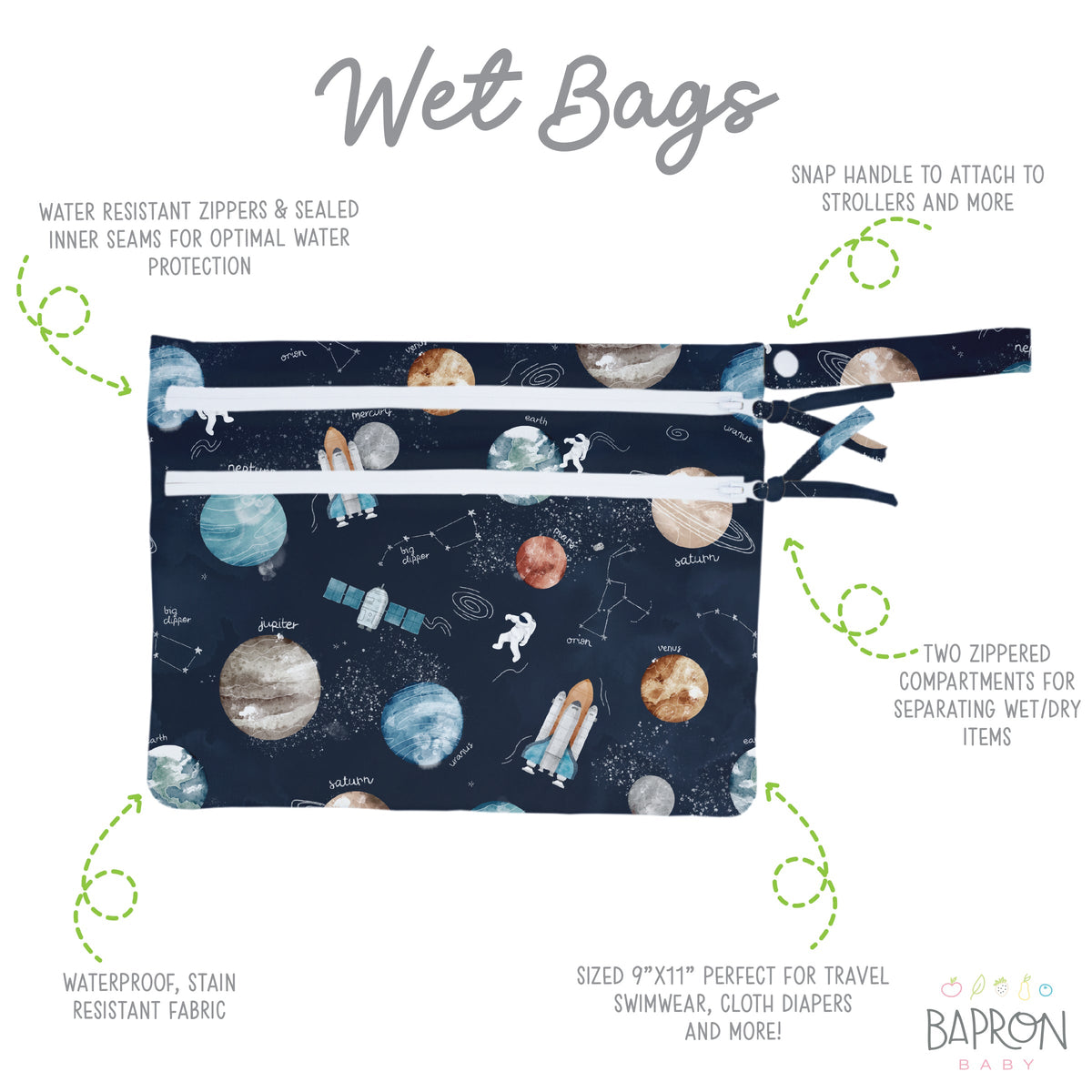 Outer Space - Waterproof Wet Bag (for Mealtime, On-the-go, And More!)