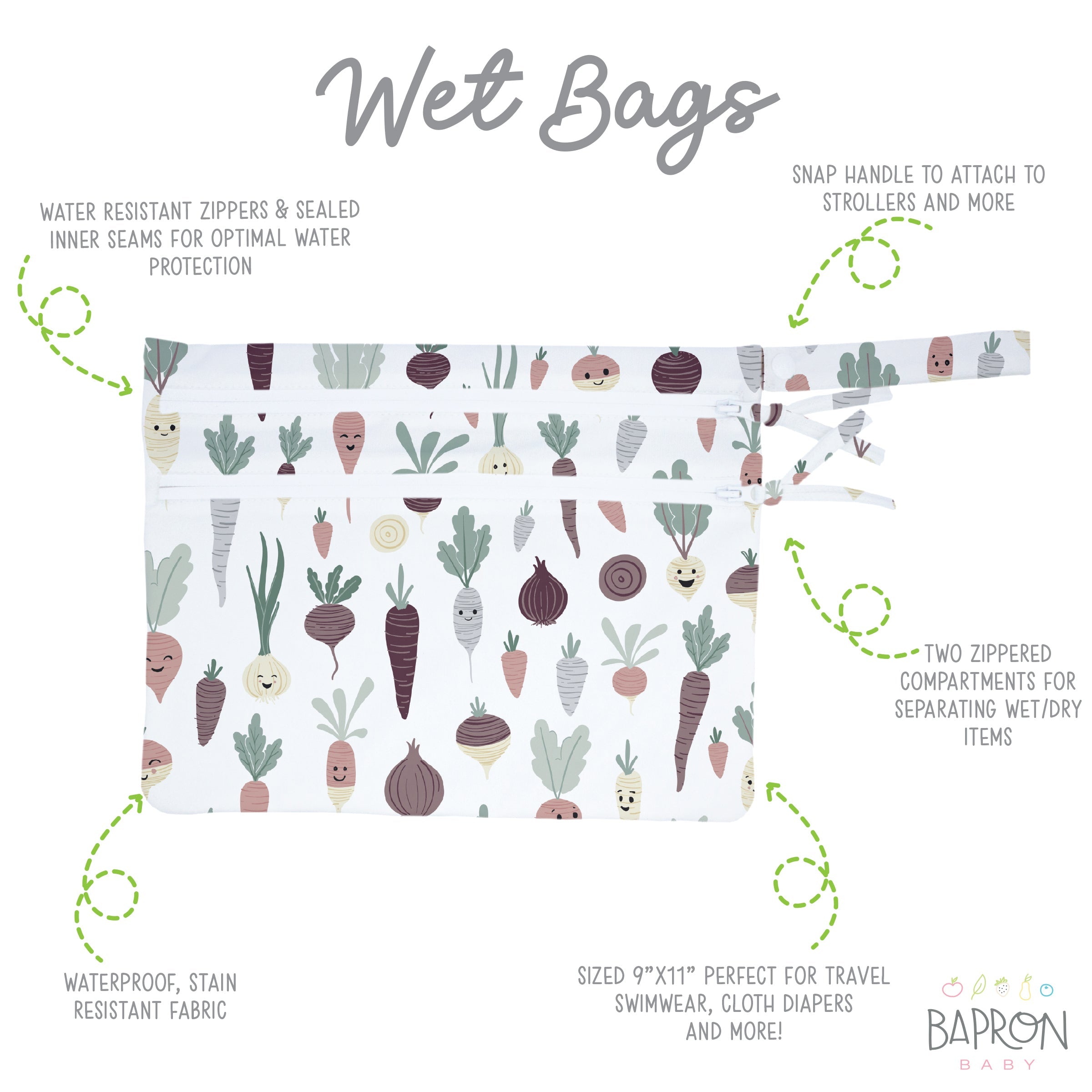 Root Veggies - Waterproof Wet Bag (for Mealtime, On-the-go, And More!)