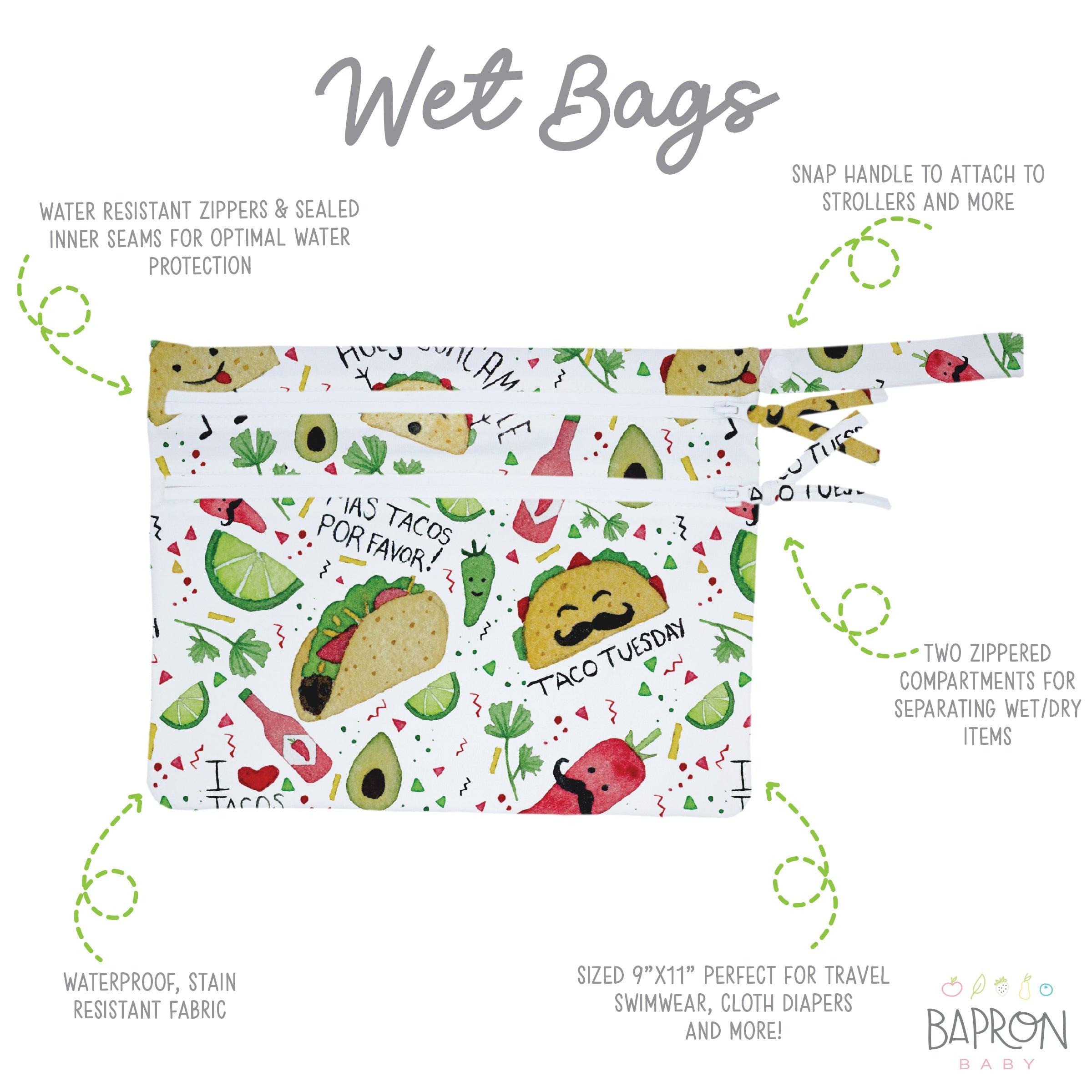 Taco Party - Waterproof Wet Bag (for Mealtime, On-the-go, And More!)