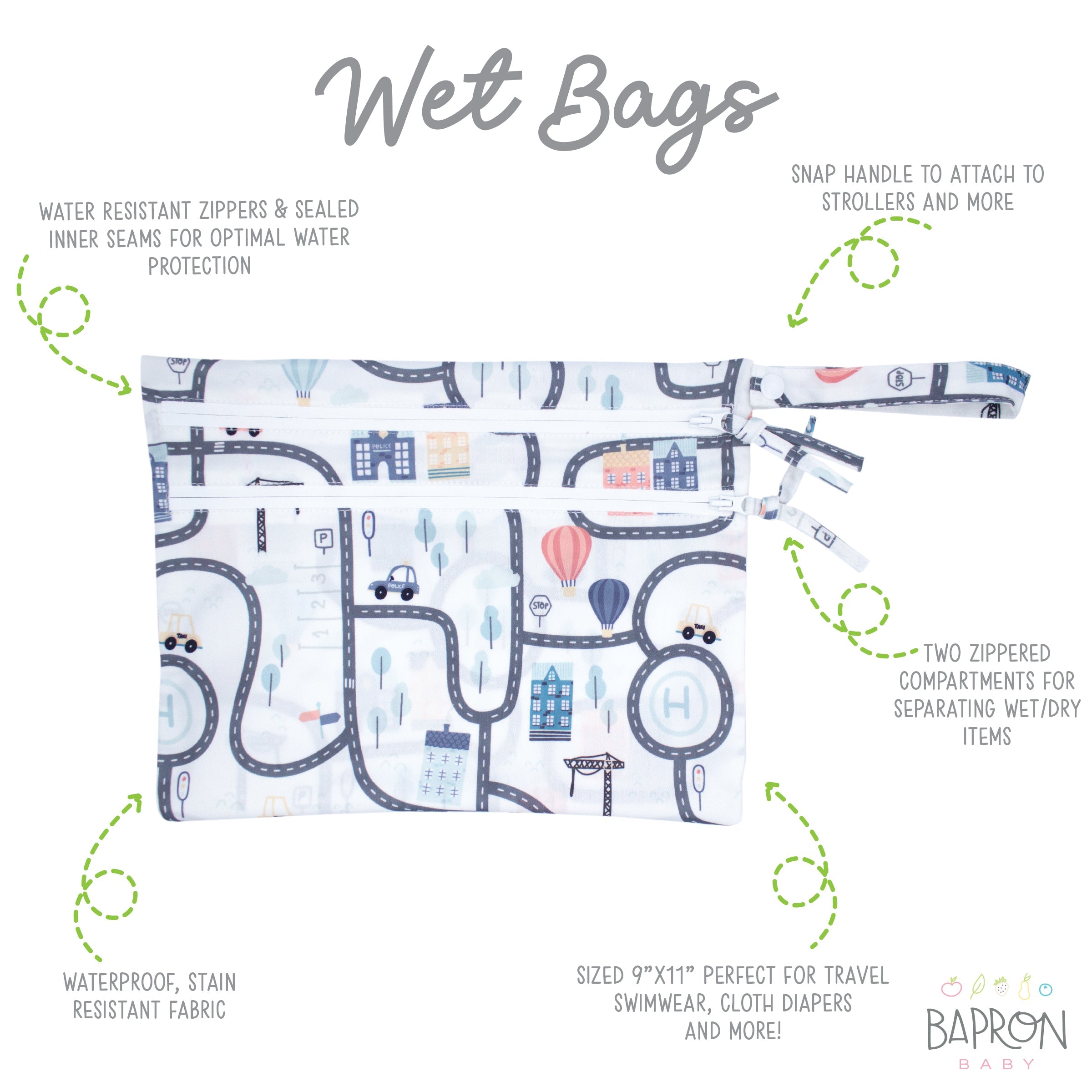 Tiny Town - Waterproof Wet Bag (for Mealtime, On-the-go, And More!)