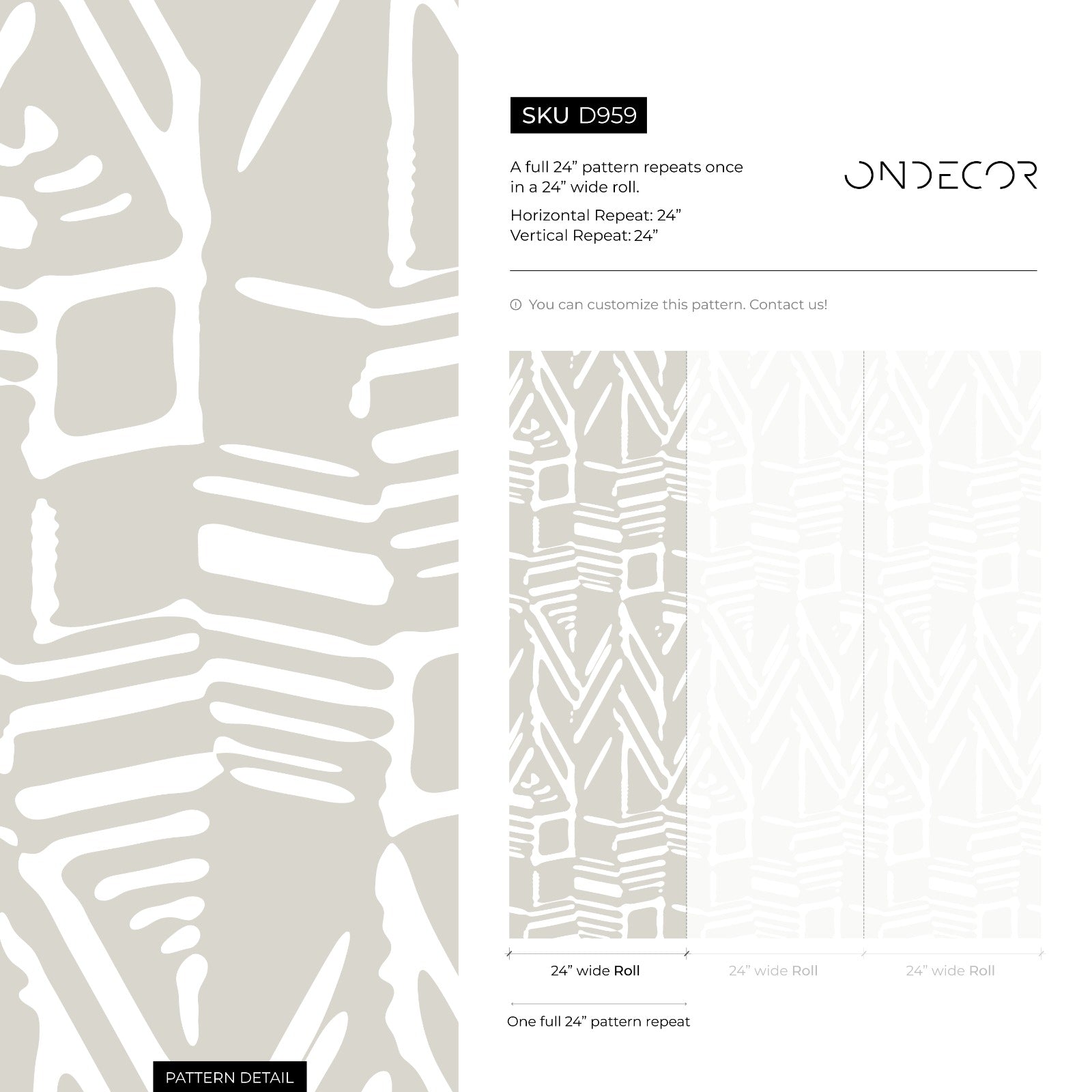 Abstract Wallpaper With A Tribal Brushstroke Motif In White And Beige - D959