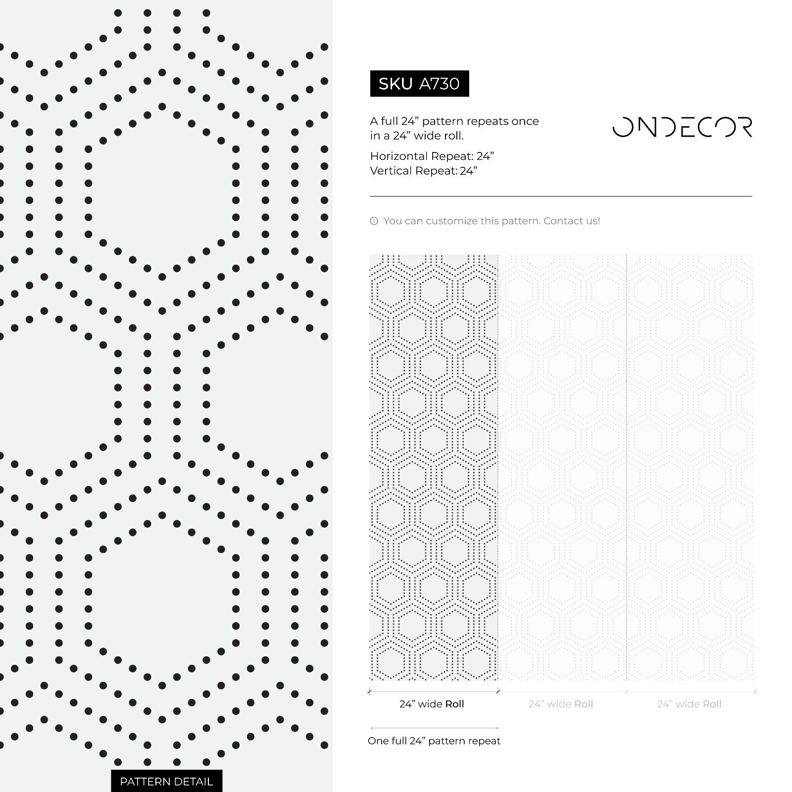 Geometric Wallpaper With A Dotted Hexagon Motif In Black - A730