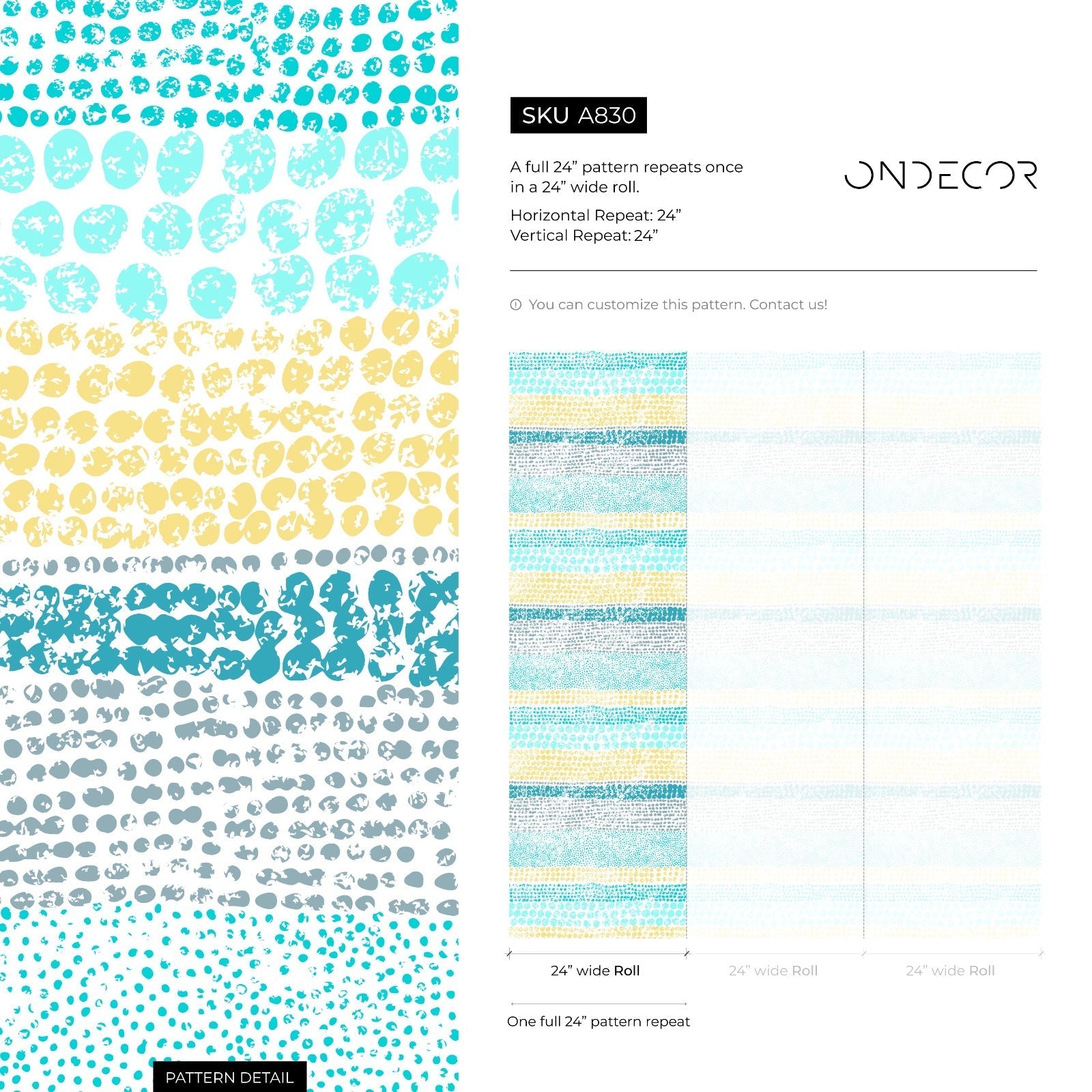 Scandinavian Wallpaper With A Striped Dot Motif In Blue, Yellow, And Gray - A830