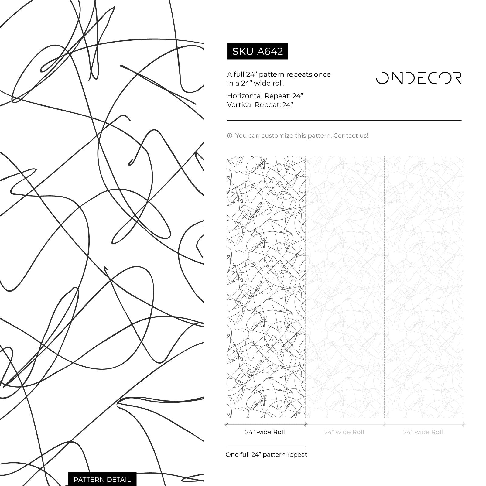 Abstract Wallpaper Featuring A Scribble Line Motif In Black And White - A642