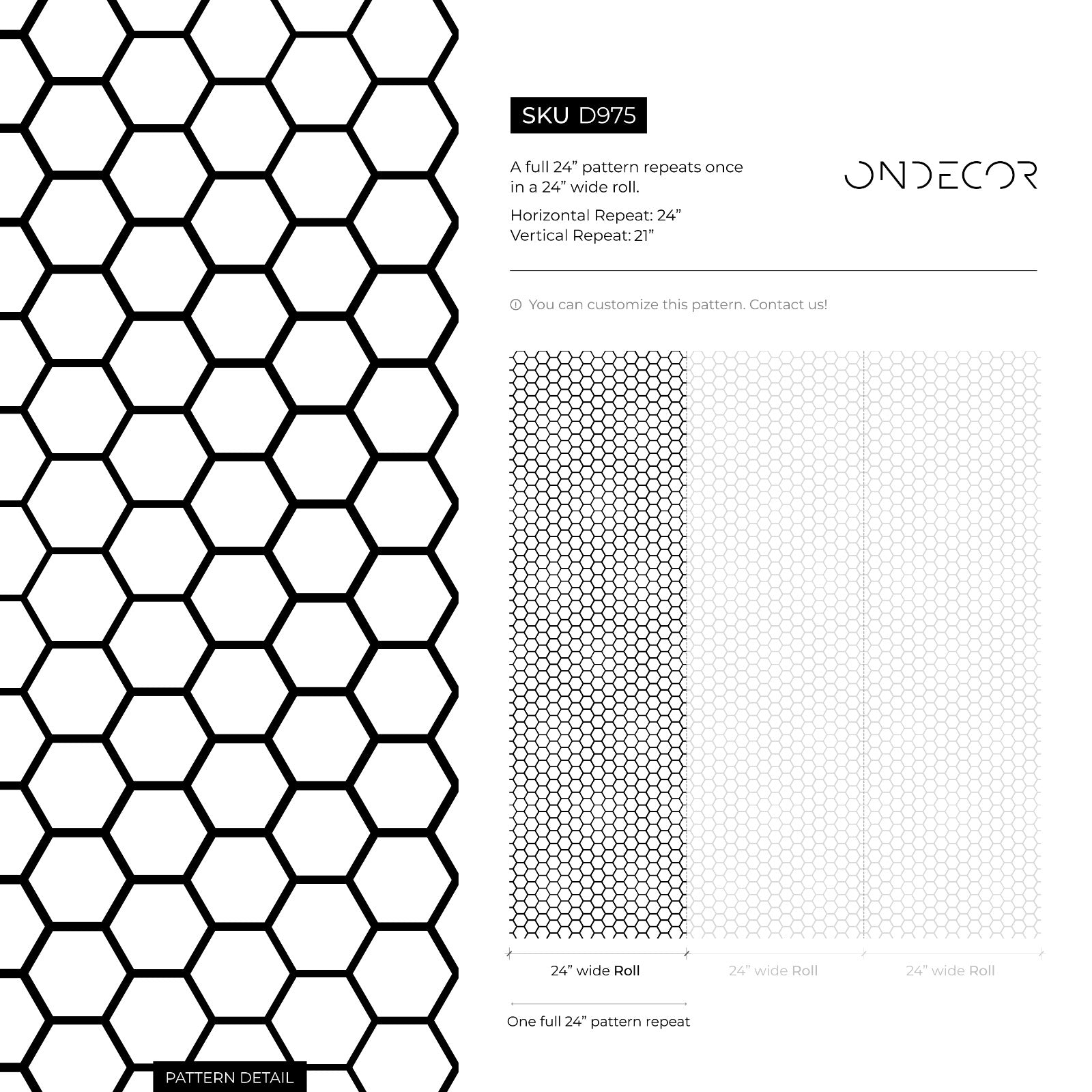 Geometric Wallpaper With A Honeycomb Tile Motif In Black And White - D975