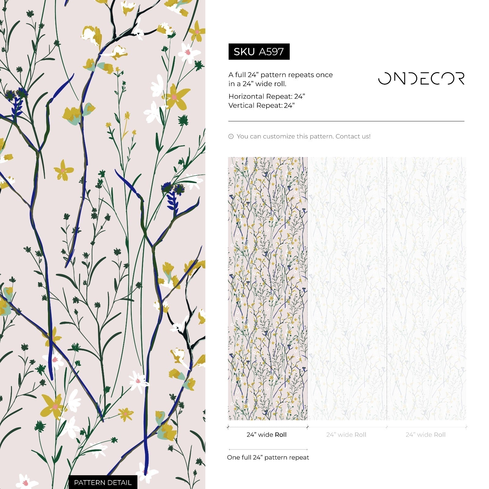 Botanical Wallpaper Featuring Dainty Wildflowers In Pink, Blue, And Yellow - A597