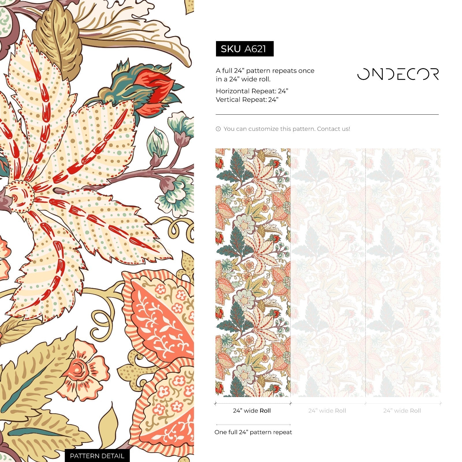Vintage Botanical Wallpaper With Intricate Florals In Red, Teal, And Green - A621