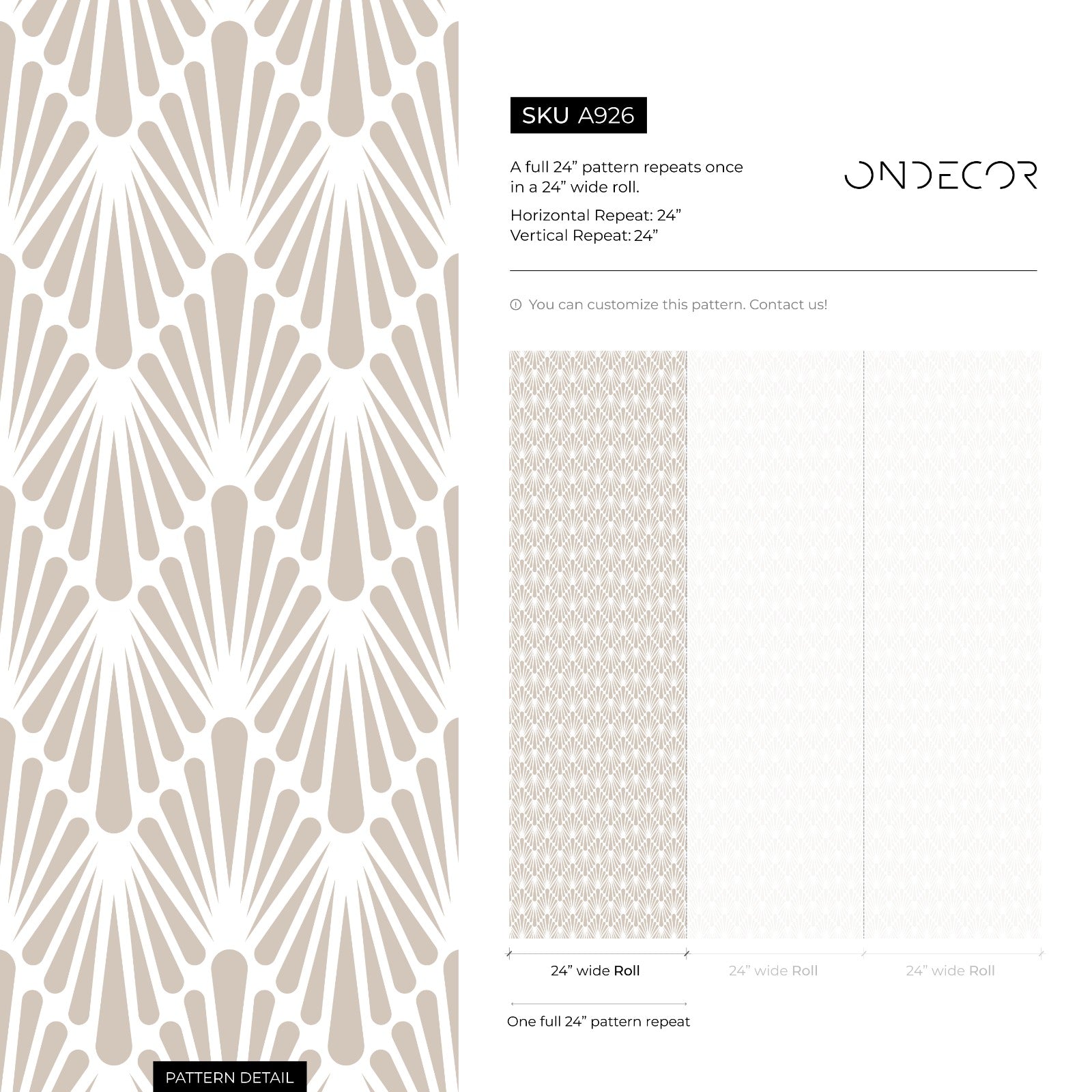 Art Deco Wallpaper With A Geometric Fan Motif In Beige - A926