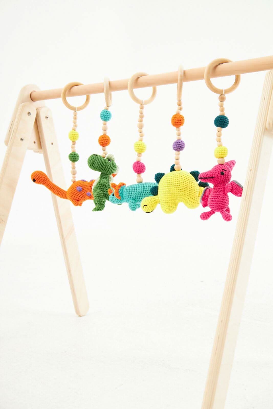 Montessori Baby Gym & Hanging Toys Set | Wooden Play Gym For Babies