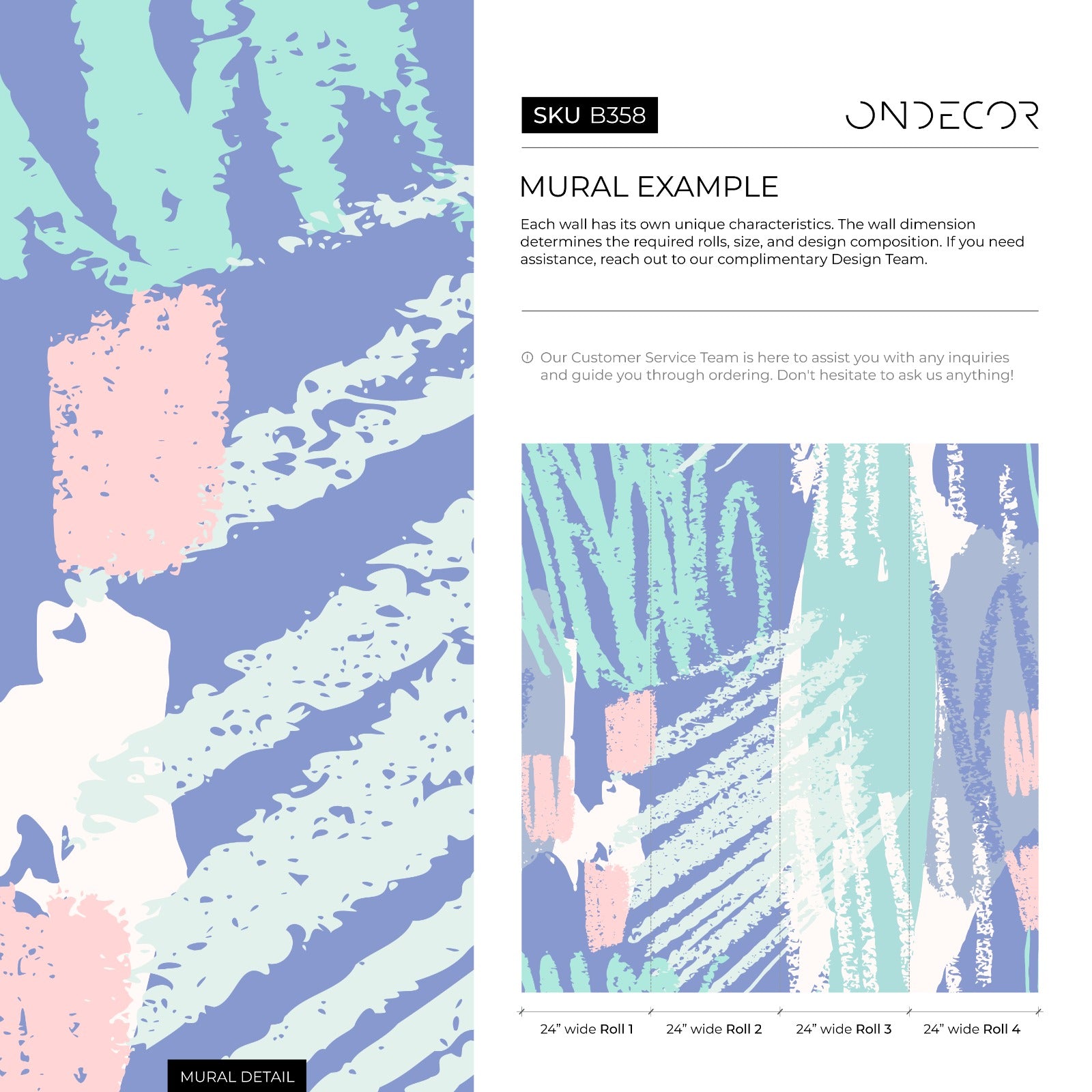 Abstract Wallpaper With Artistic Brushstrokes In Blue, Green, And Pink - B358