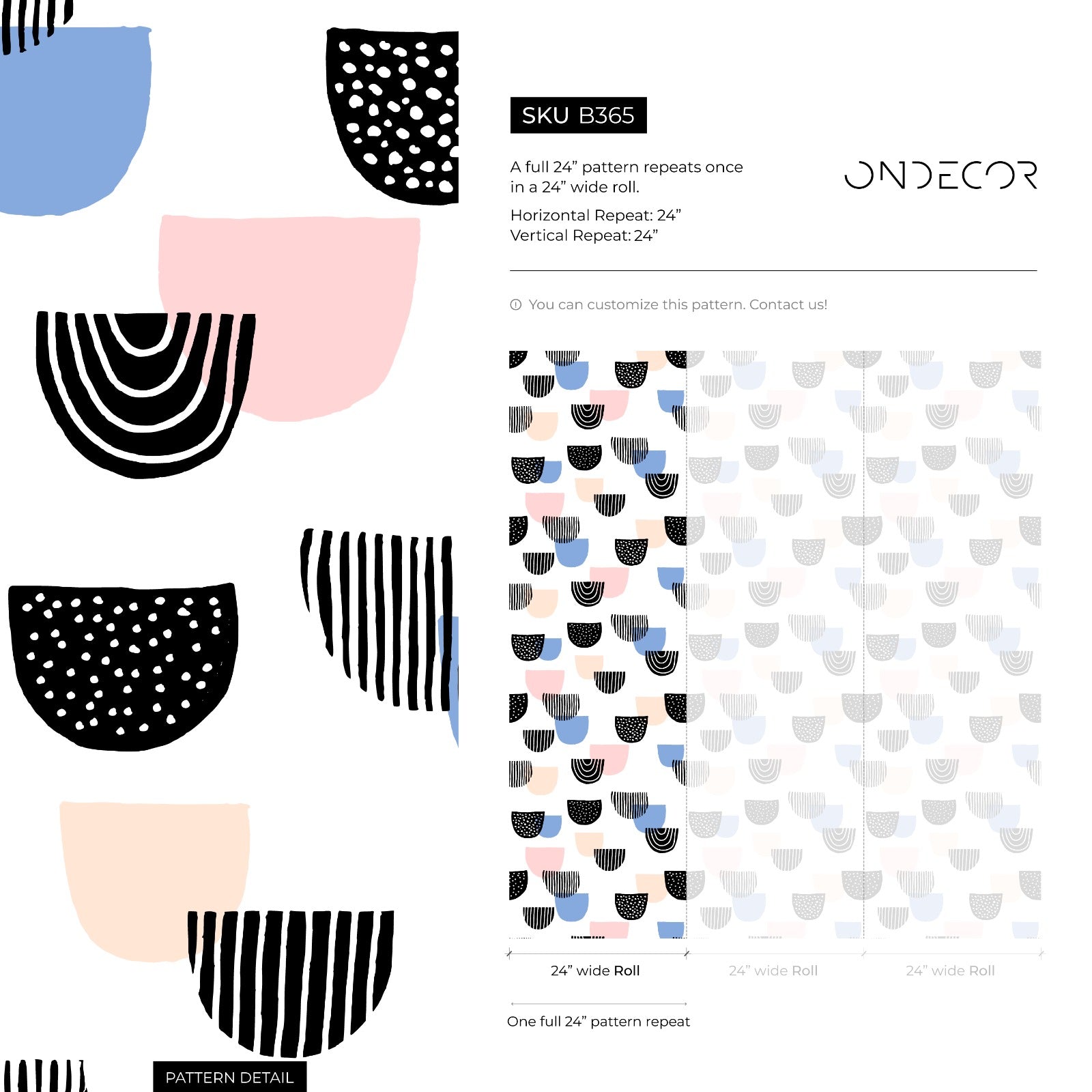 Abstract Wallpaper With Modern Semicircle Shapes In Black, Pink, And Blue - B365