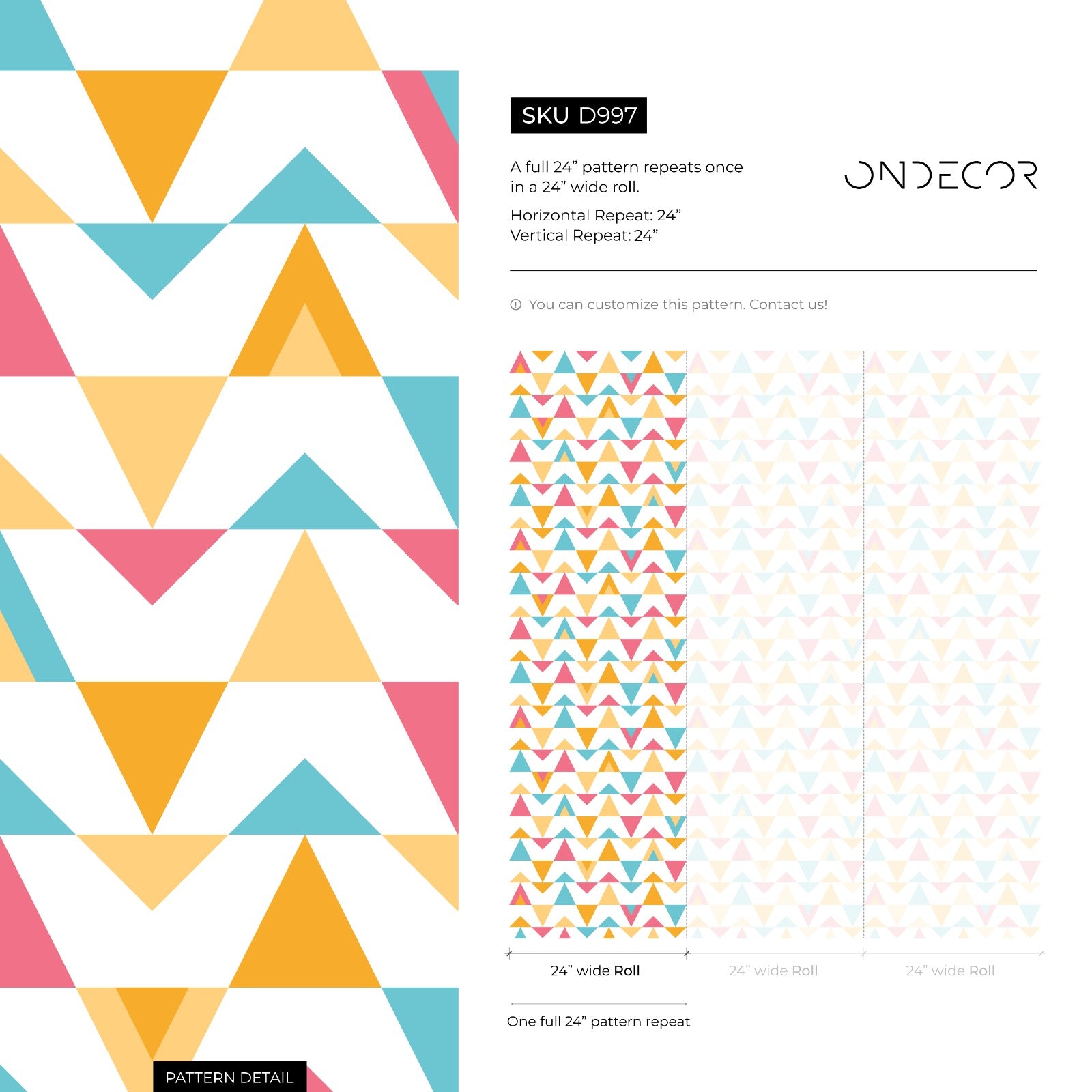 Geometric Wallpaper With A Triangle Pattern In Yellow, Pink, And Blue - D997
