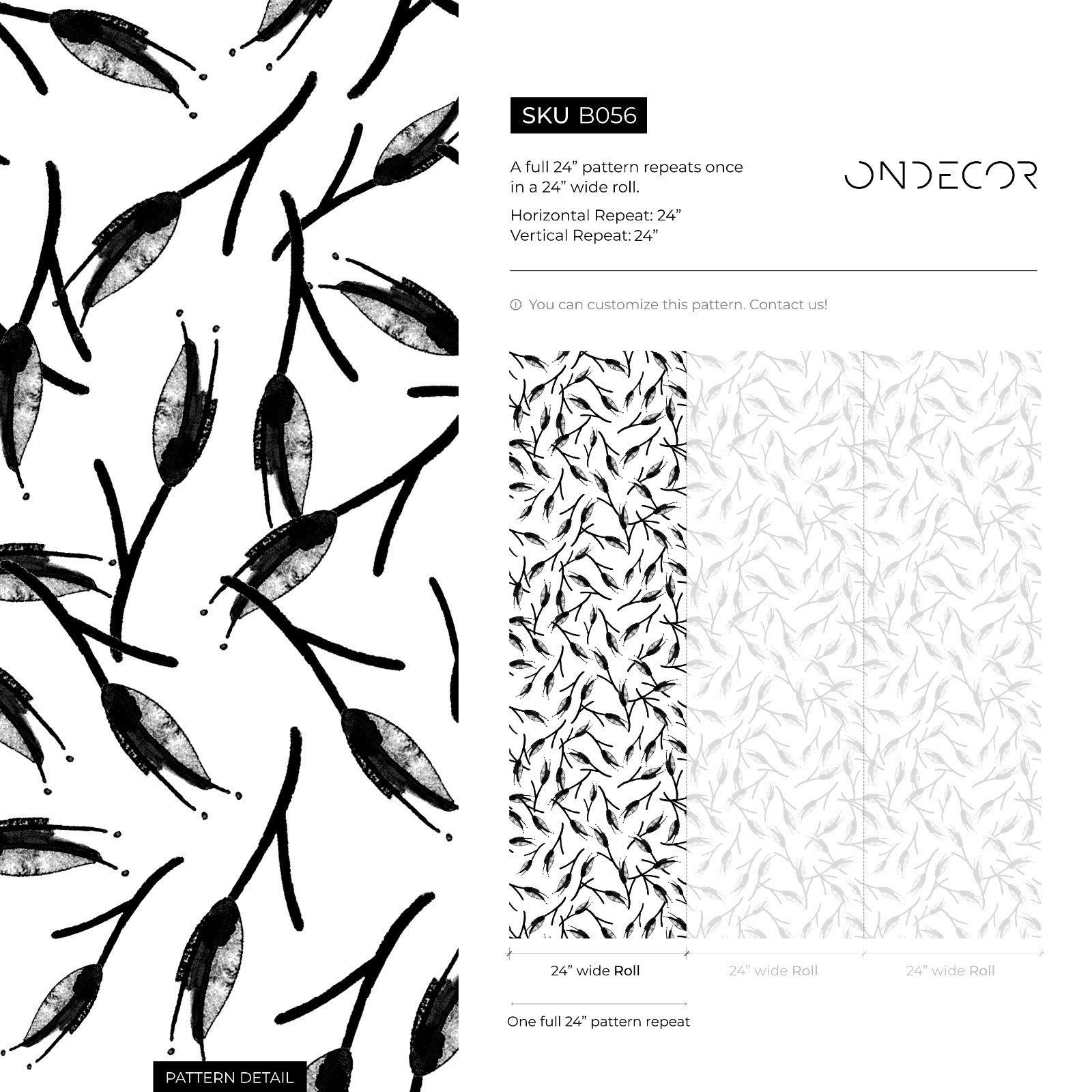 Scandinavian Wallpaper With Abstract Branches In Black And Light Gray - B056