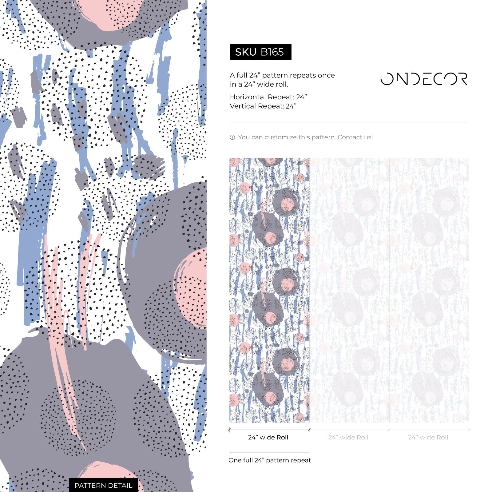 Abstract Wallpaper With Painted Circles And Brush Strokes In Blue, Pink, And Grey - B165