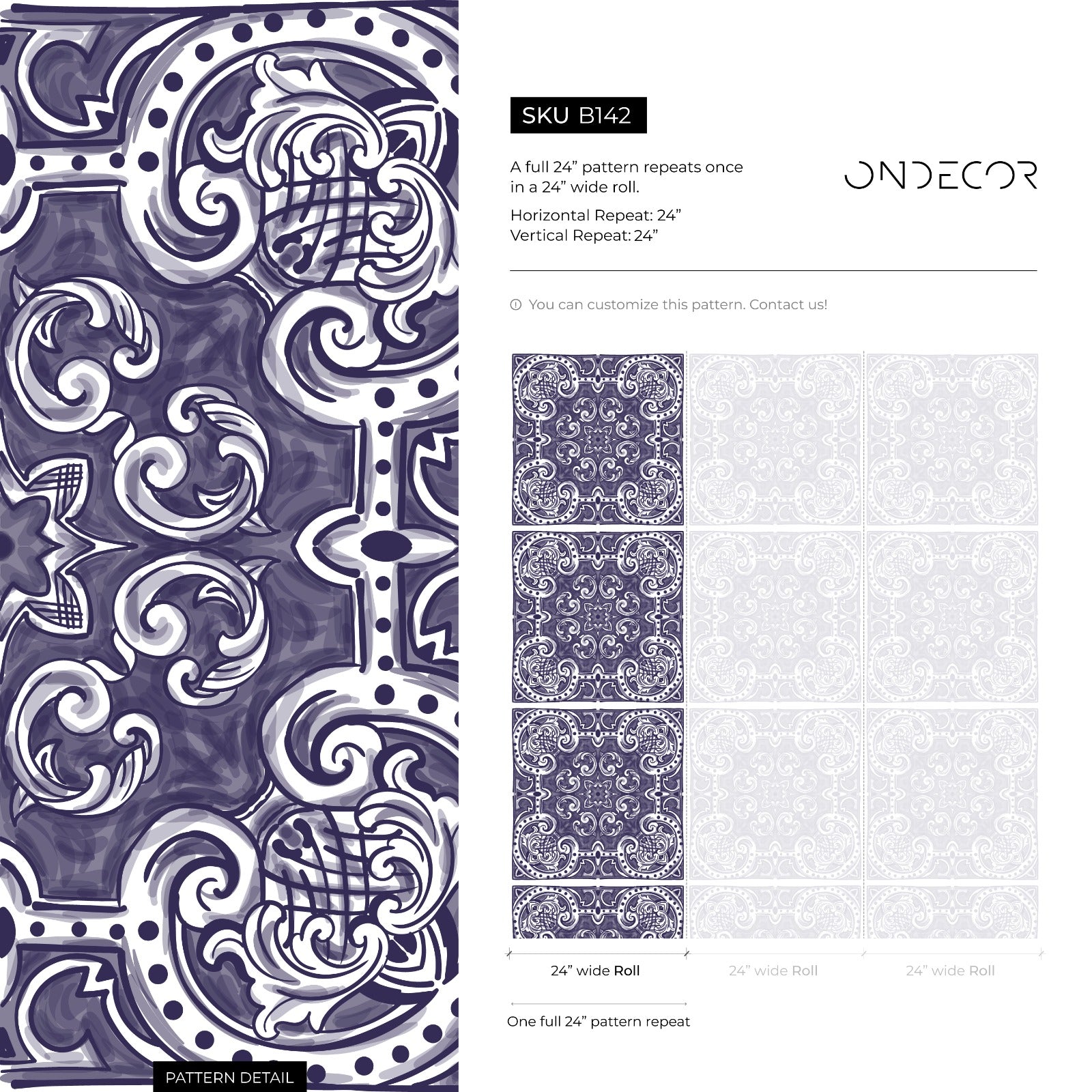 Vintage Tile Wallpaper With An Ornate Azulejo Motif In Blue And White - B142