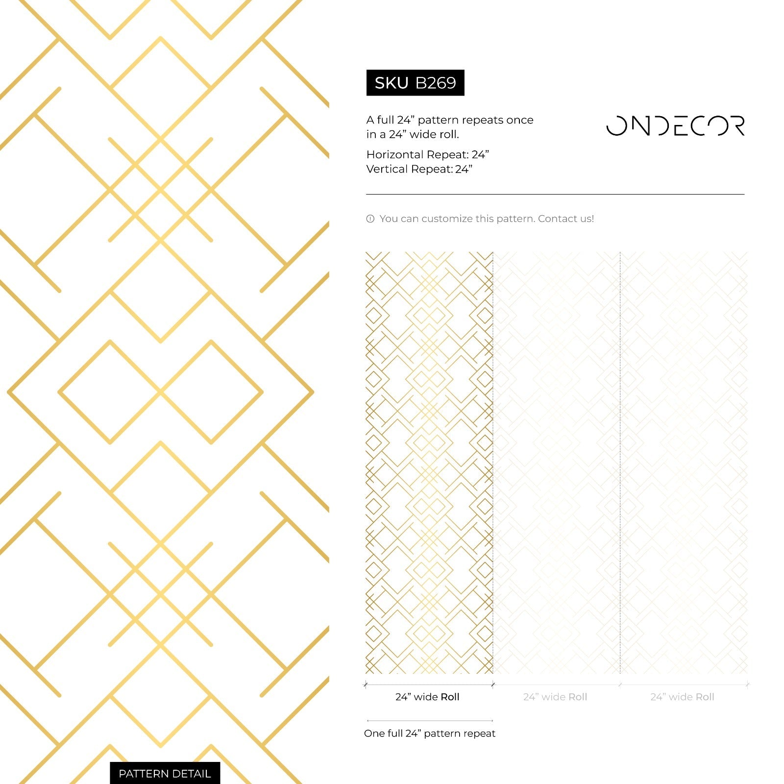 Art Deco Wallpaper With Interlocking Geometric Lines In Gold - B269