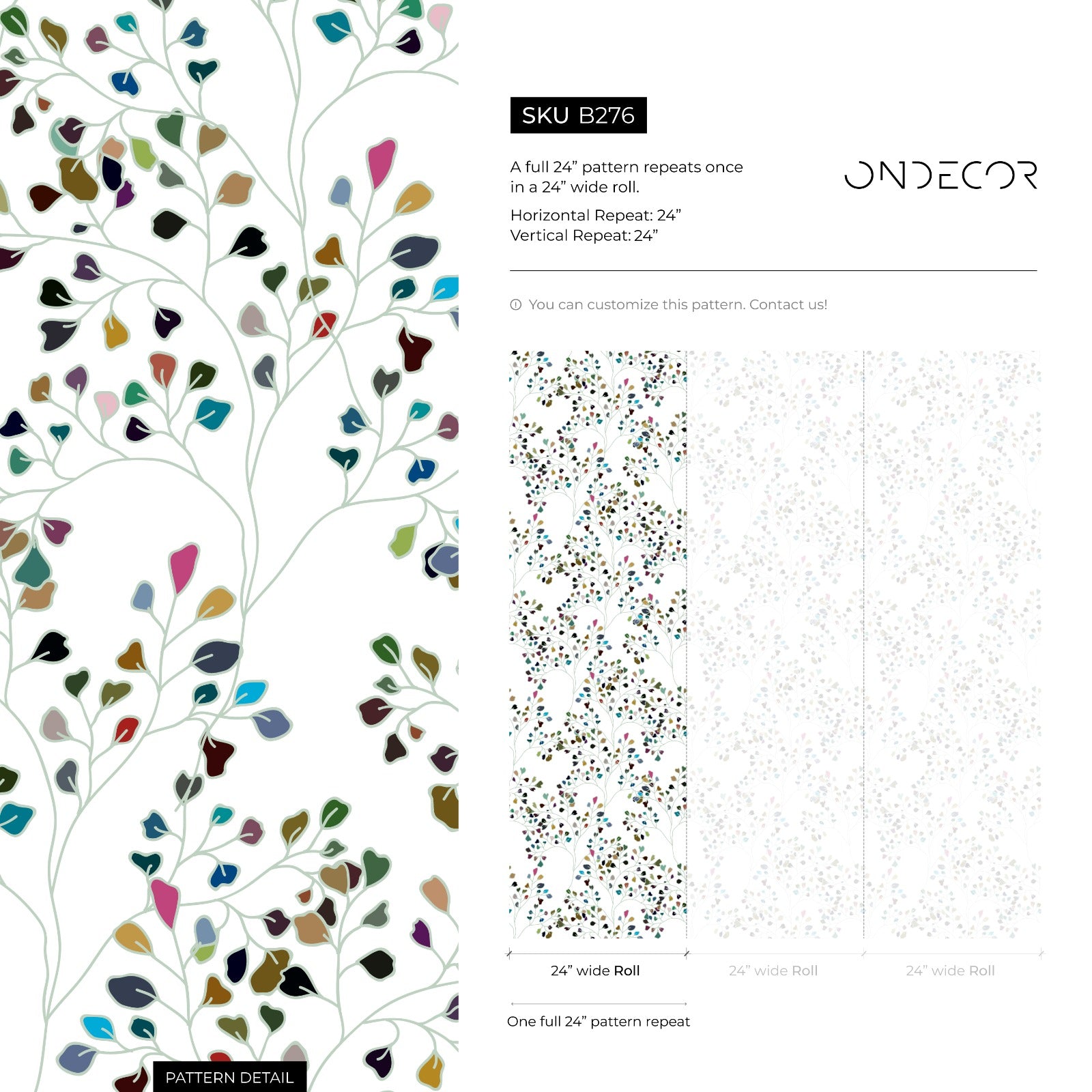 Scandinavian Wallpaper With Colorful Heart Leaves In Green, Blue, And Pink - B276