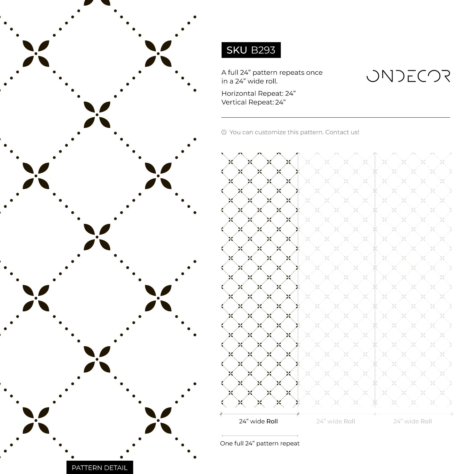 Geometric Wallpaper With A Dotted Trellis Motif In Black - B293