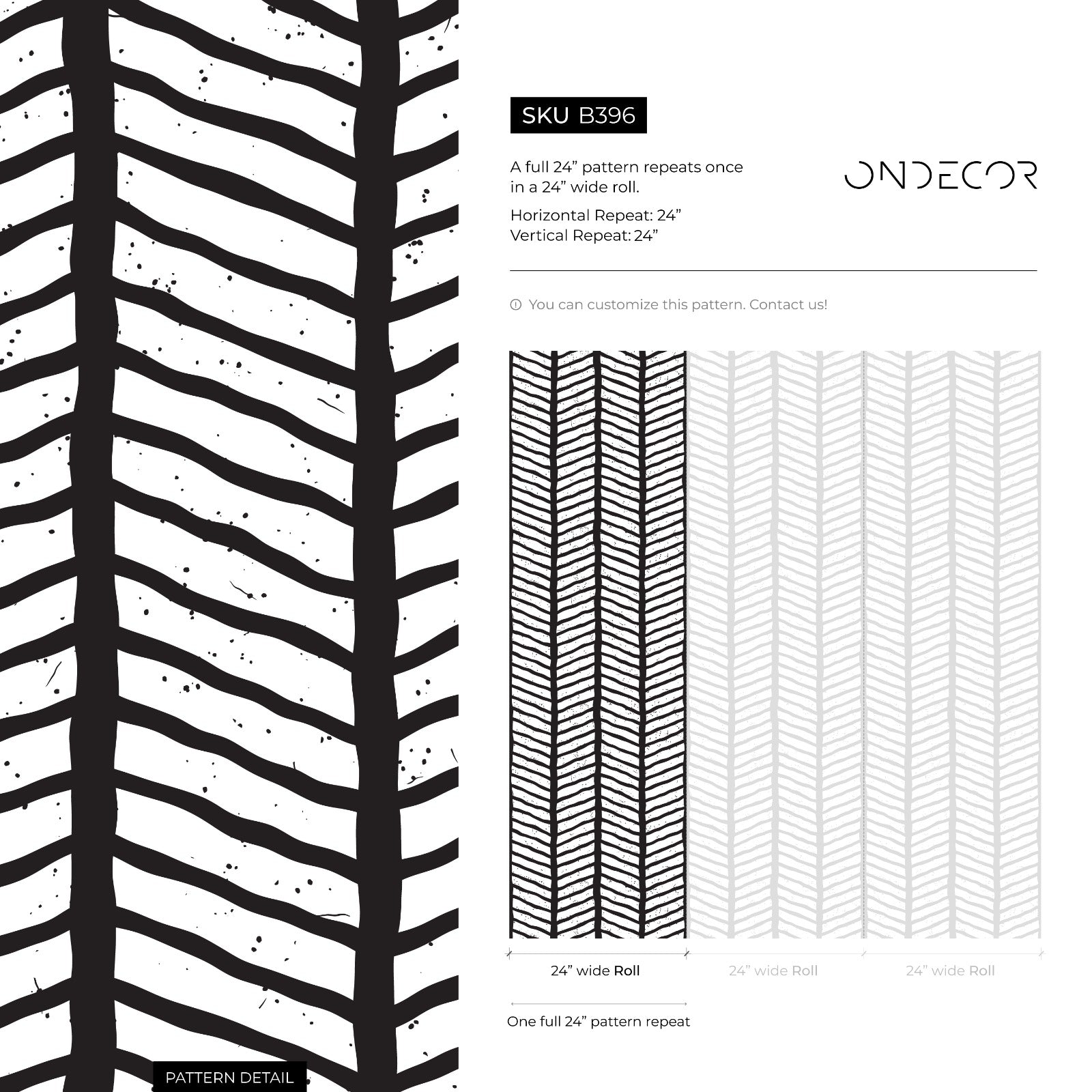Geometric Wallpaper With A Hand-drawn Chevron Pattern In Black And White - B396