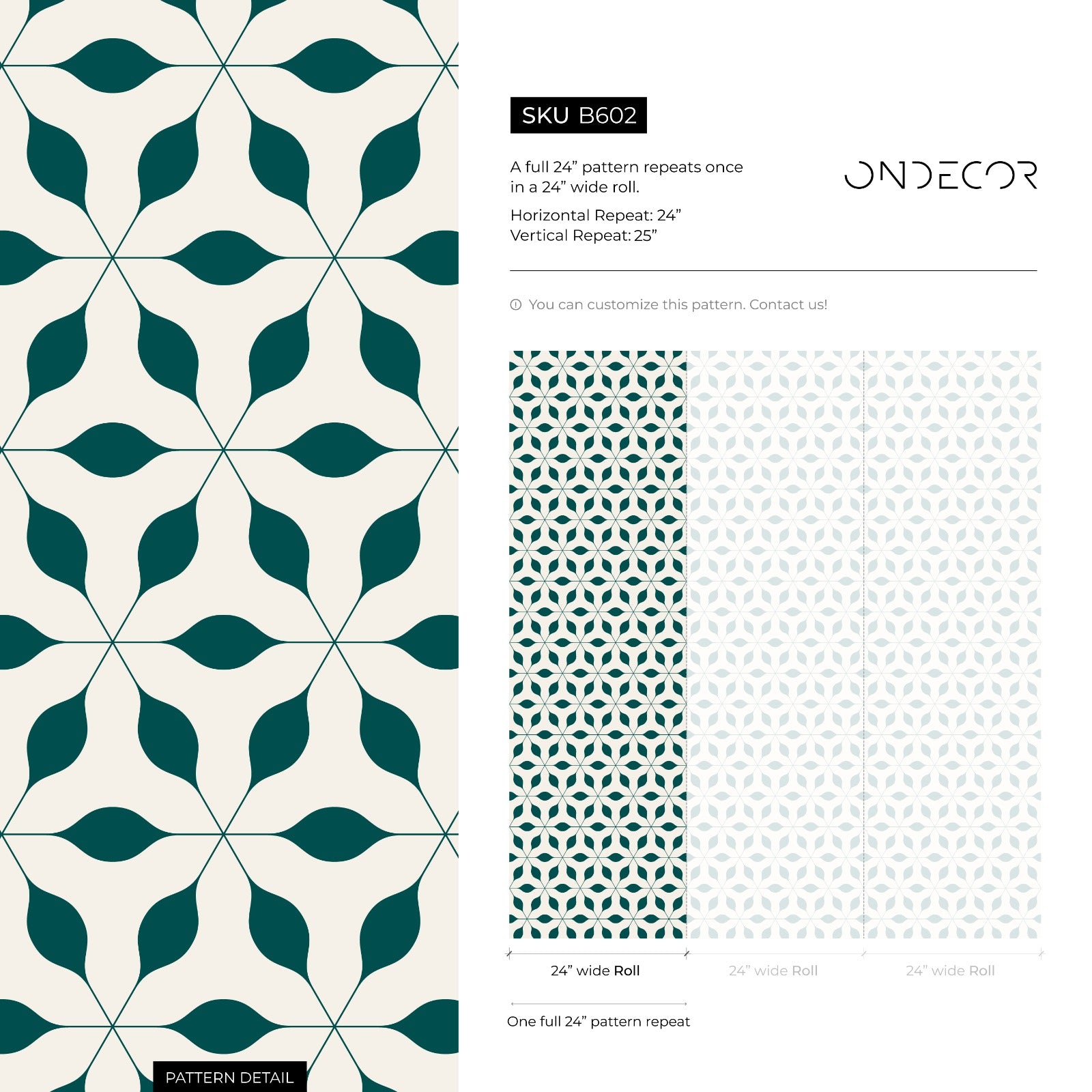 Geometric Wallpaper Featuring A Starburst Leaf Motif In Teal And Beige - B602