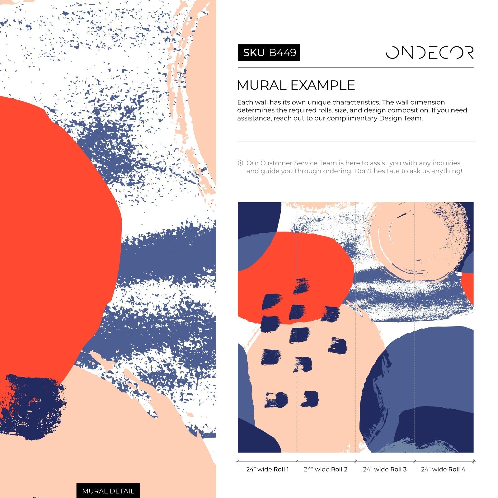 Abstract Wallpaper With Bold Brushstrokes In Red, Blue, And Peach - B449