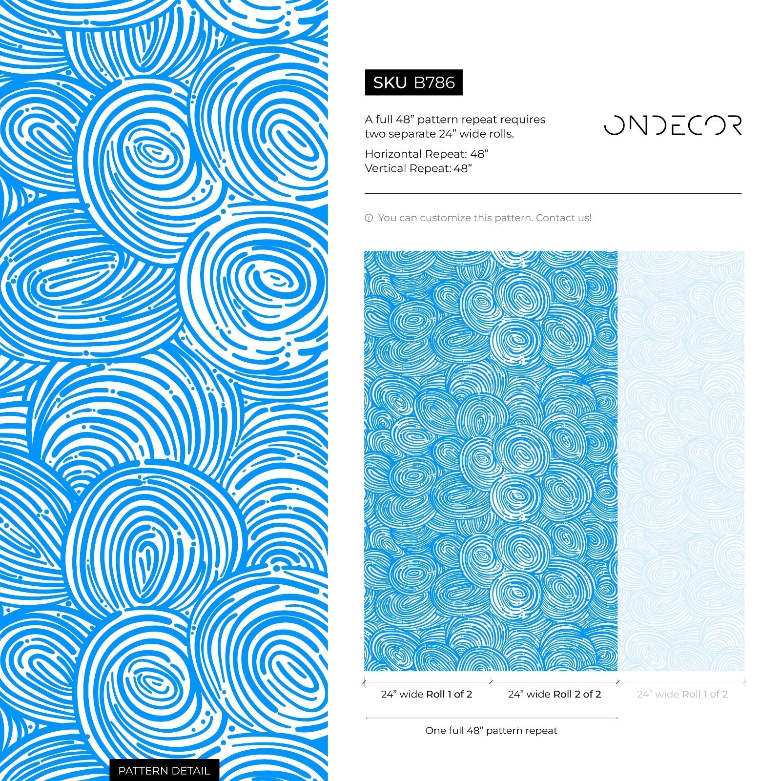 Abstract Wallpaper With Concentric Swirls In Blue And White - B786