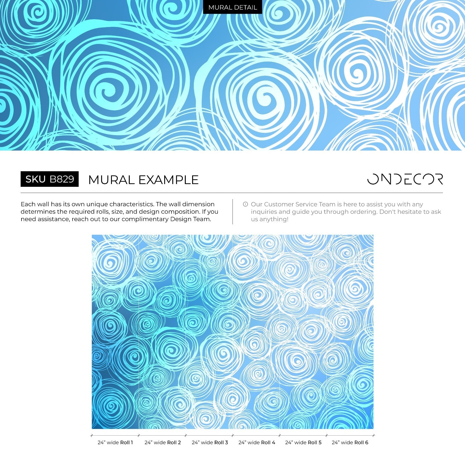 Abstract Wallpaper With Hand-drawn Swirls In Blue And White - B829