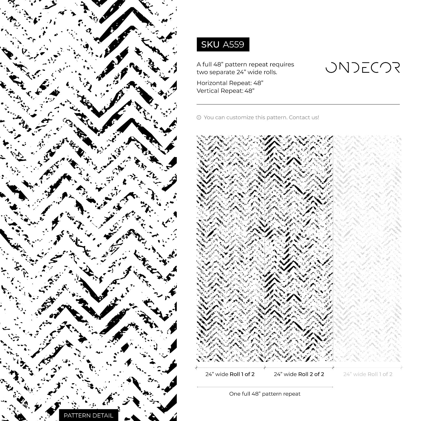 Abstract Wallpaper With A Distressed Herringbone Motif In Black And White - A559
