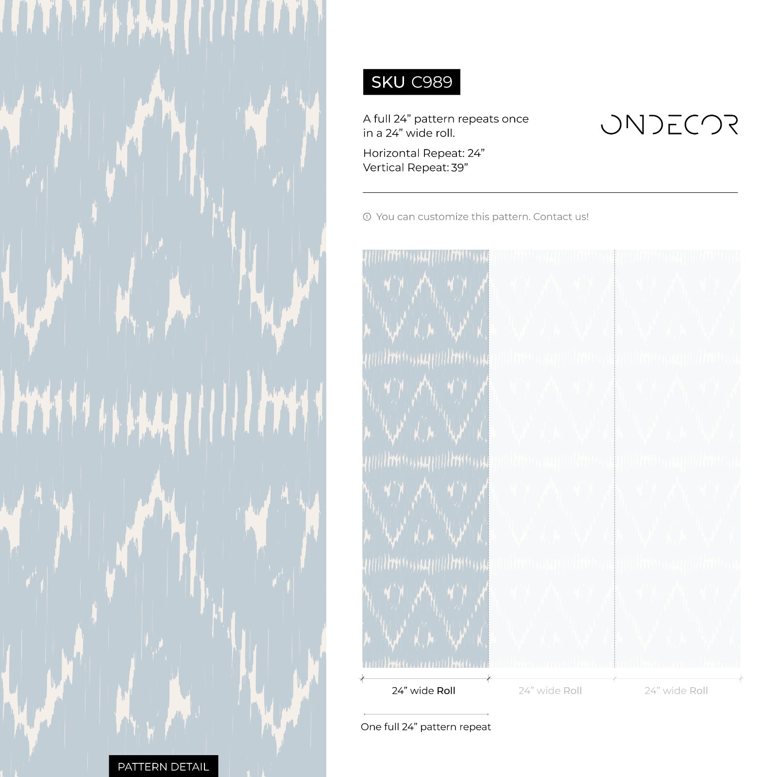 Boho Wallpaper Featuring A Distressed Ikat Motif In Light Blue And Cream - C989